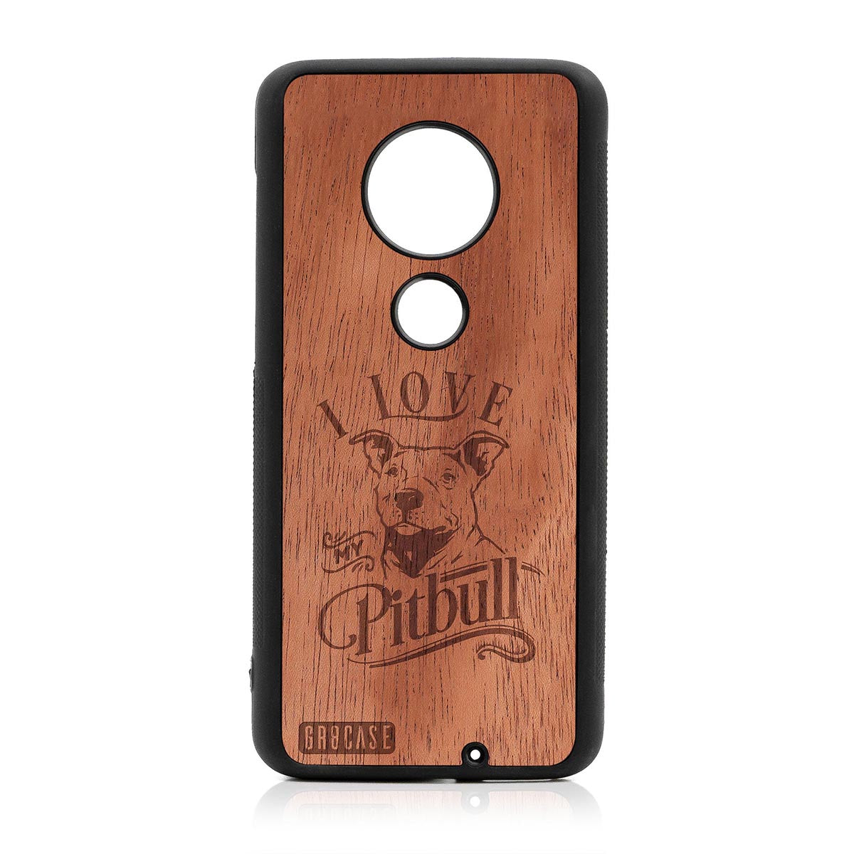 I Love My Pitbull Design Wood Case Moto G7 Plus by GR8CASE