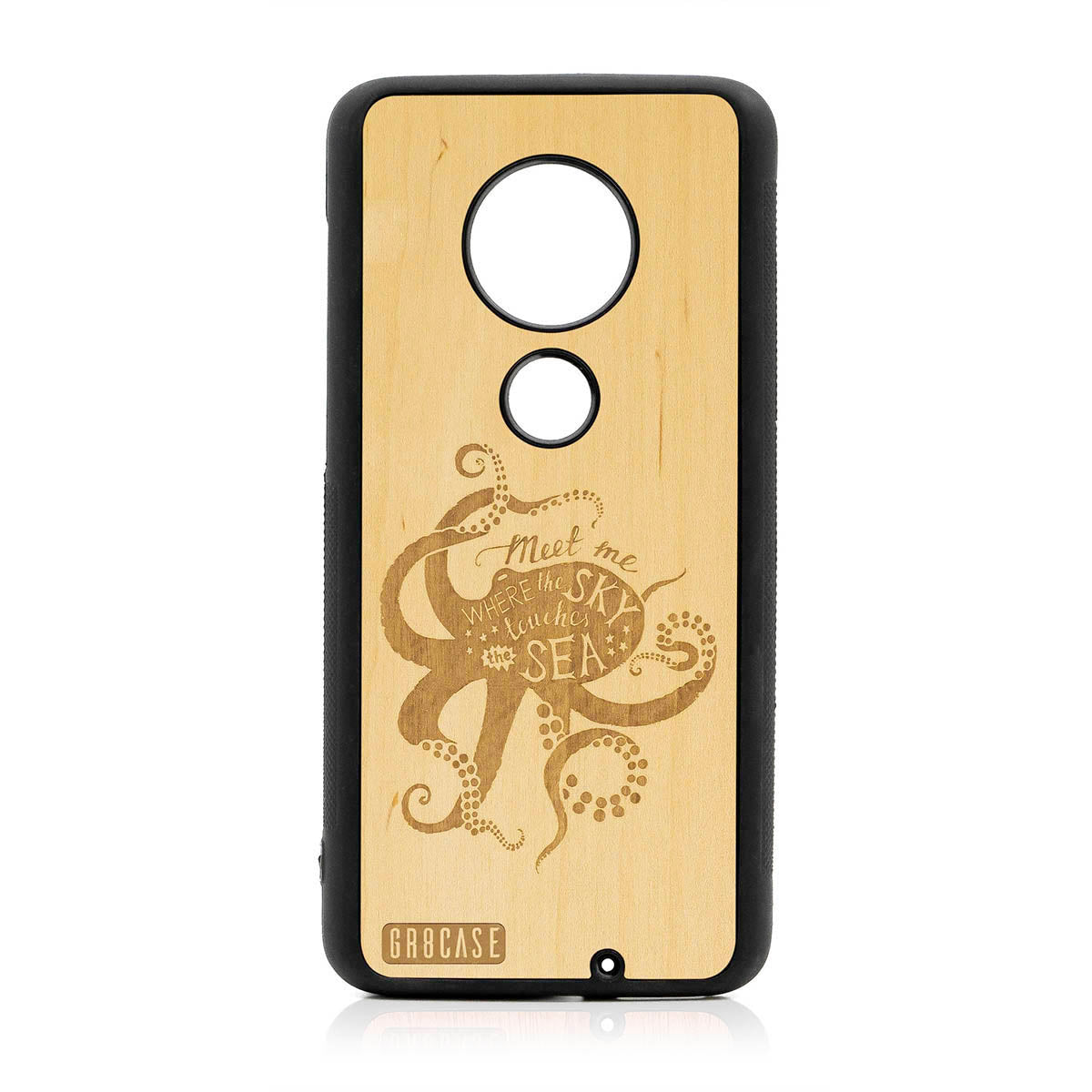 Meet Me Where The Sky Touches The Sea (Octopus) Design Wood Case For Moto G7 Plus