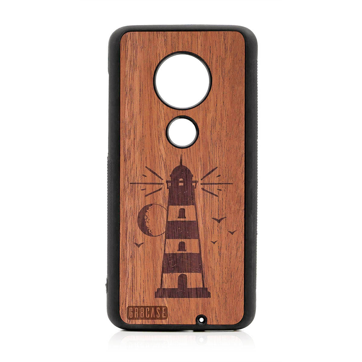 Midnight Lighthouse Design Wood Case For Moto G7 Plus