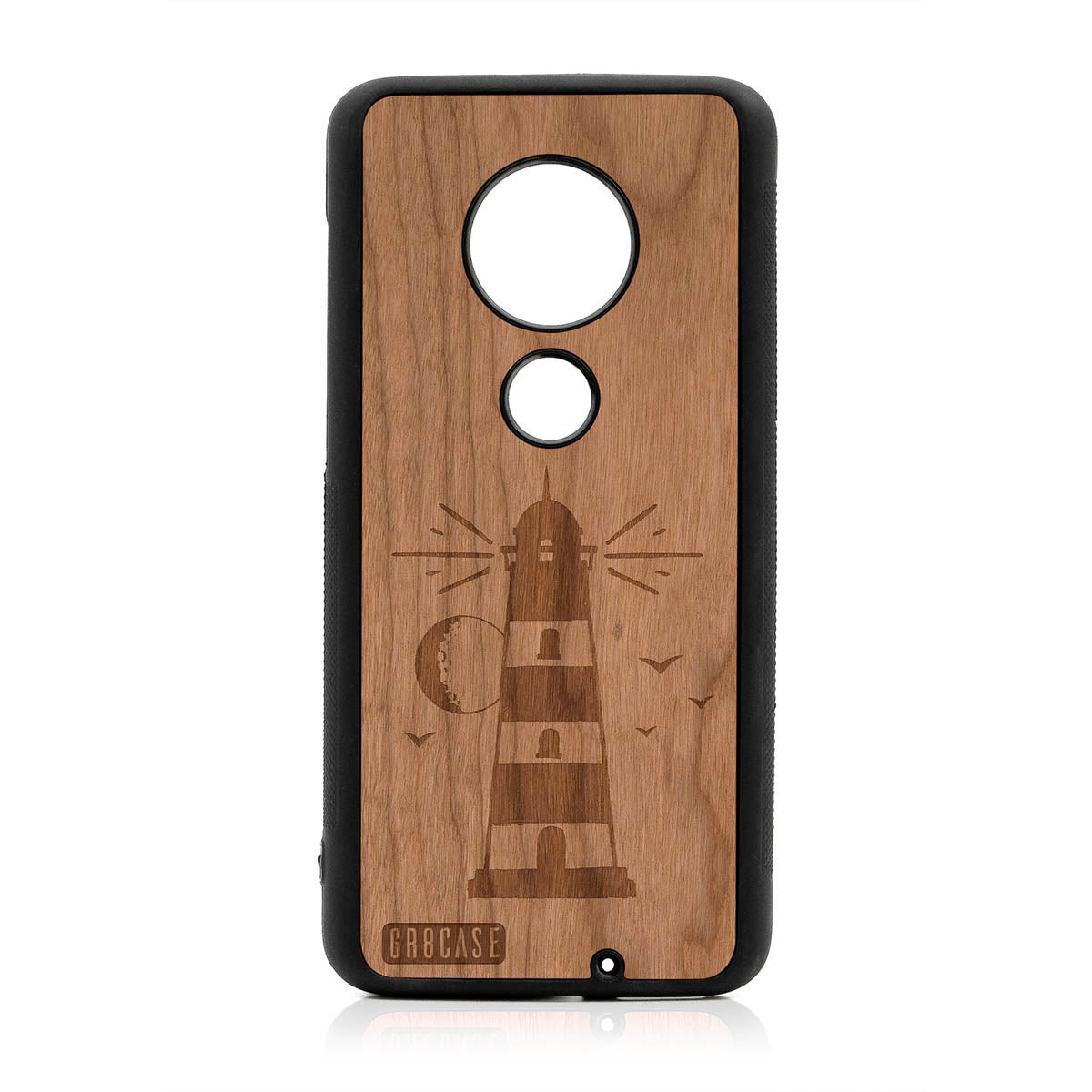 Midnight Lighthouse Design Wood Case For Moto G7 Plus