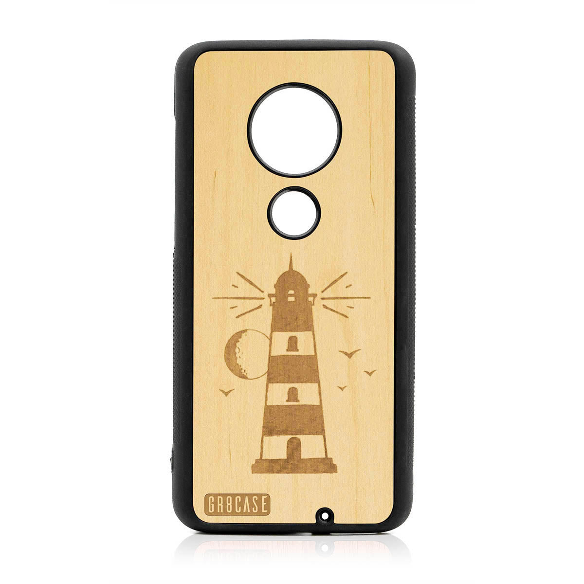 Midnight Lighthouse Design Wood Case For Moto G7 Plus