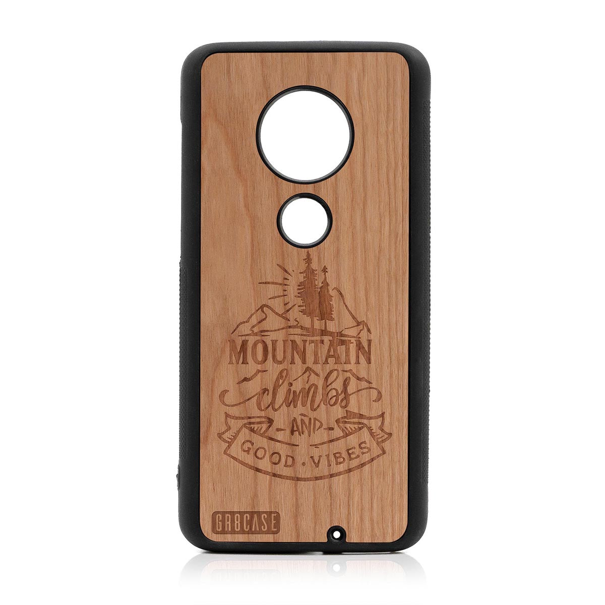 Mountain Climbs And Good Vibes Design Wood Case Moto G7 Plus by GR8CASE