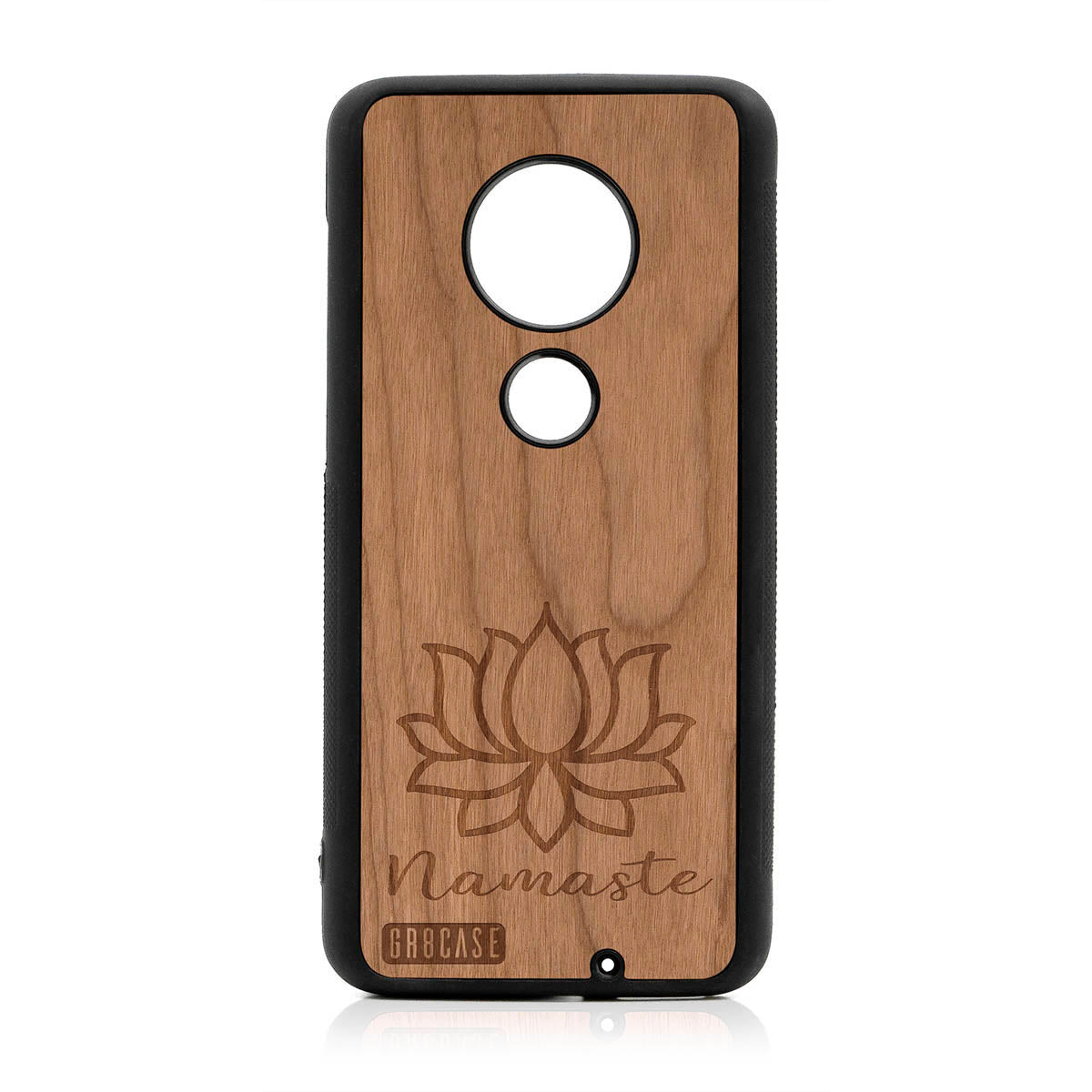 Namaste (Lotus Flower) Design Wood Case For Moto G7 Plus
