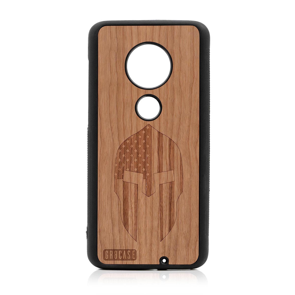 USA Spartan Helmet Design Wood Case Moto G7 Plus