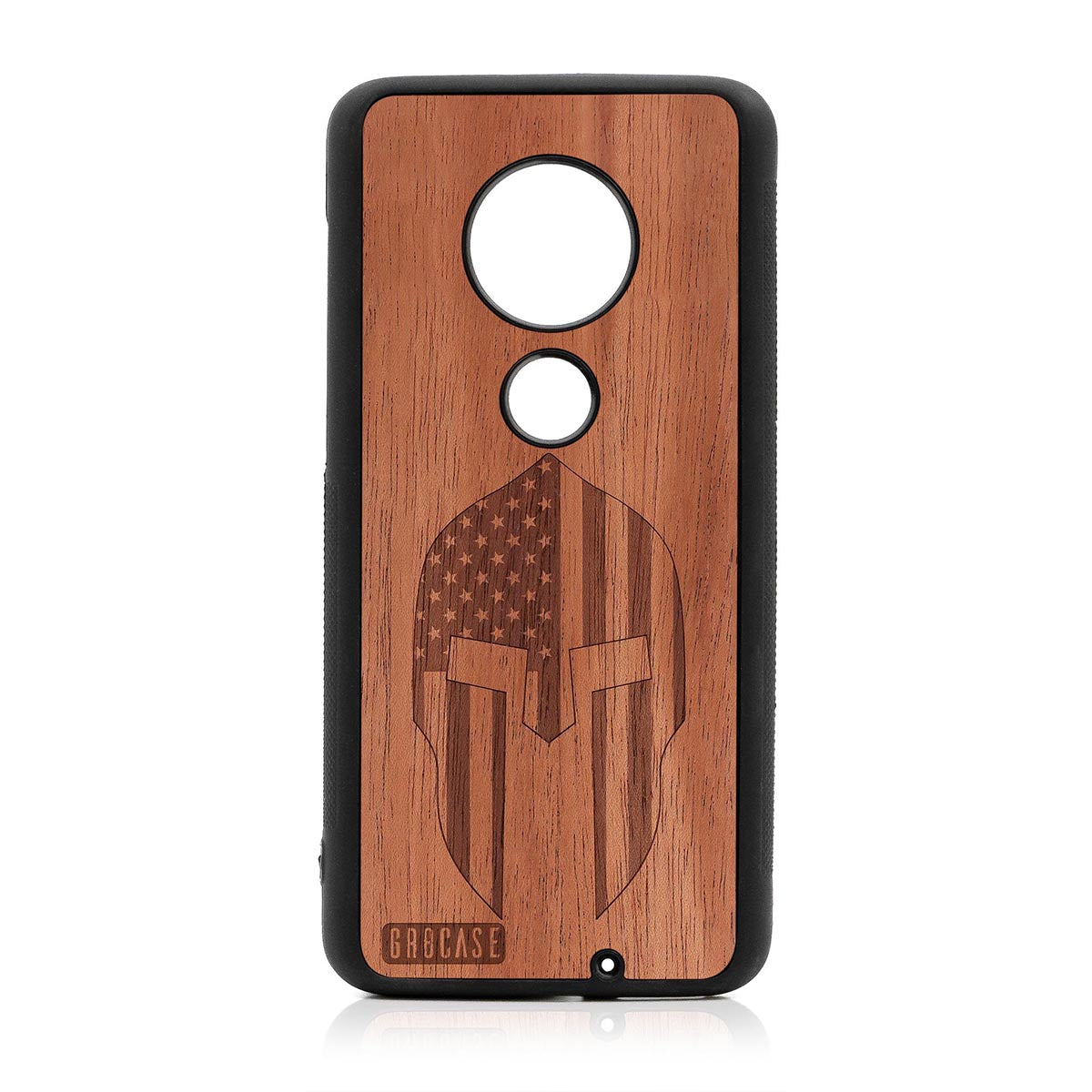 USA Spartan Helmet Design Wood Case Moto G7 Plus