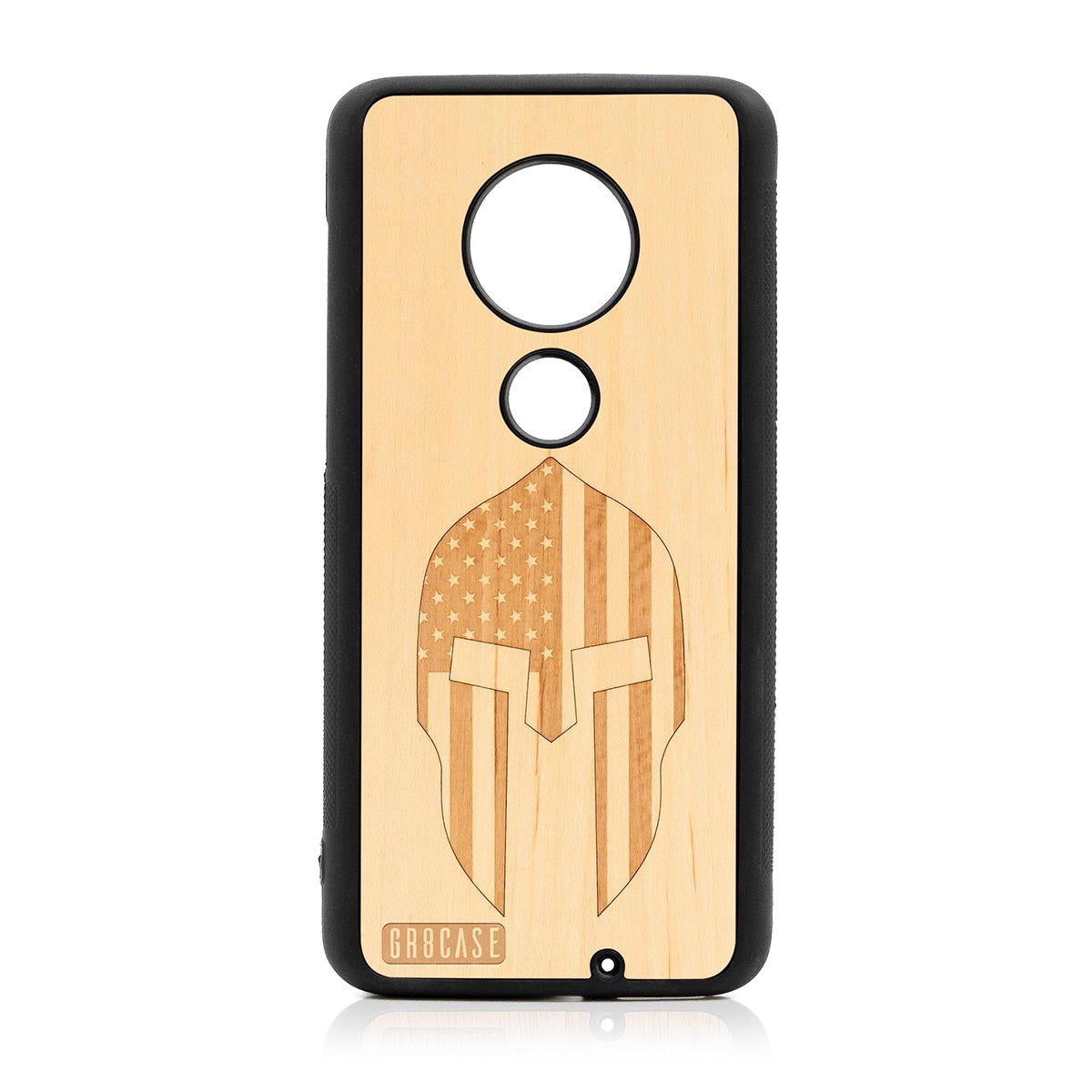 USA Spartan Helmet Design Wood Case Moto G7 Plus