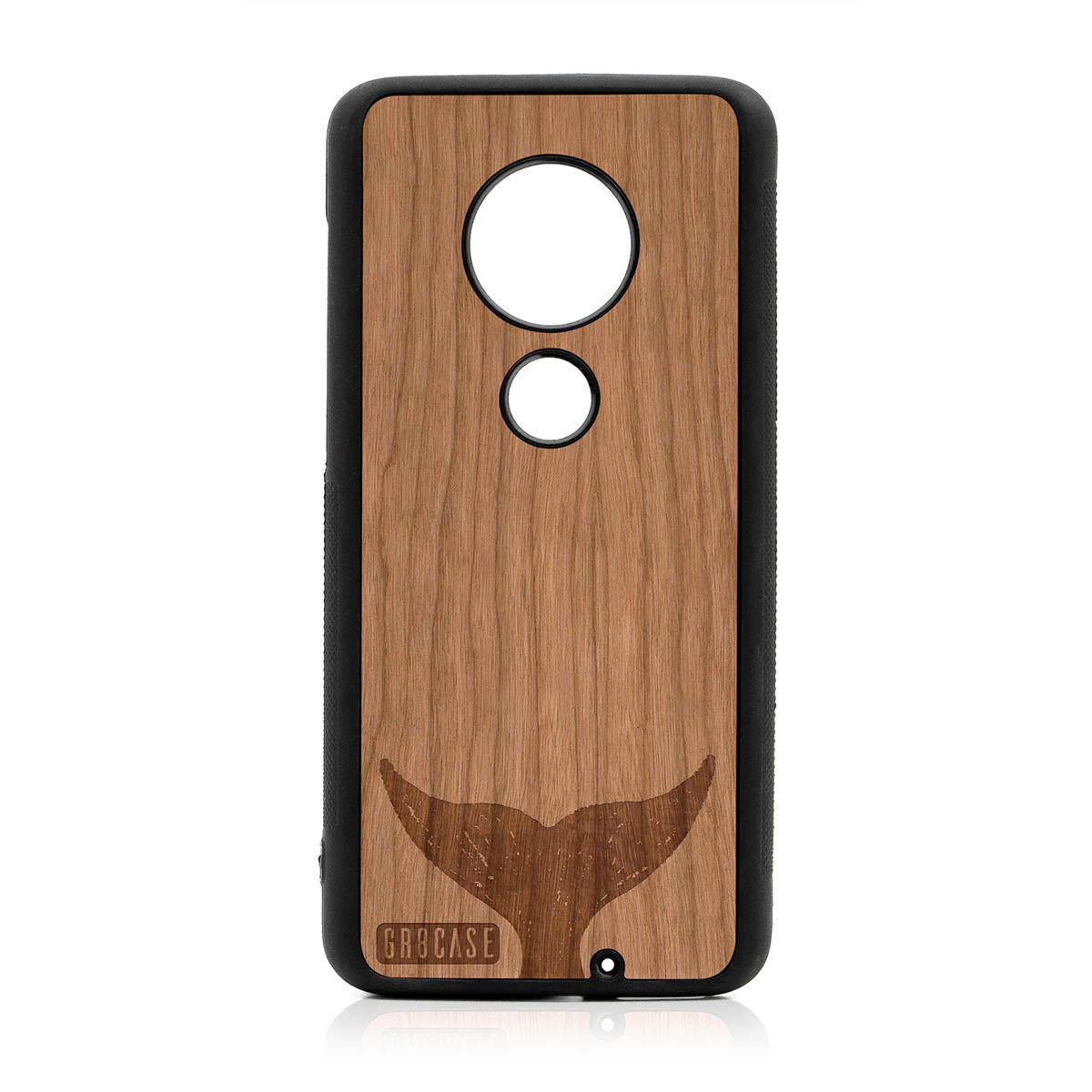 Whale Tail Design Wood Case For Moto G7 Plus
