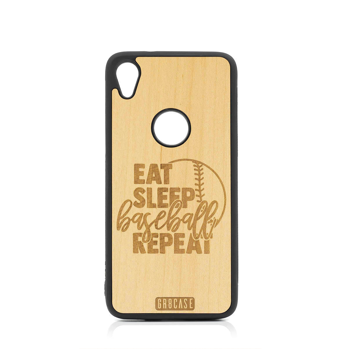 Eat Sleep Baseball Repeat Design Wood Case For Moto E6