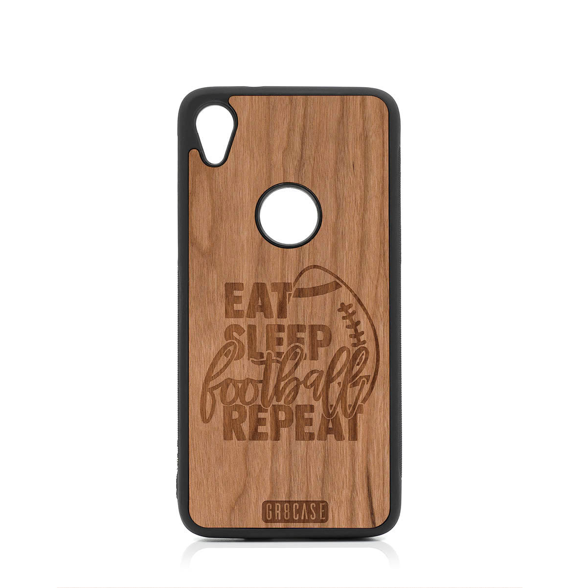 Eat Sleep Football Repeat Design Wood Case For Moto E6