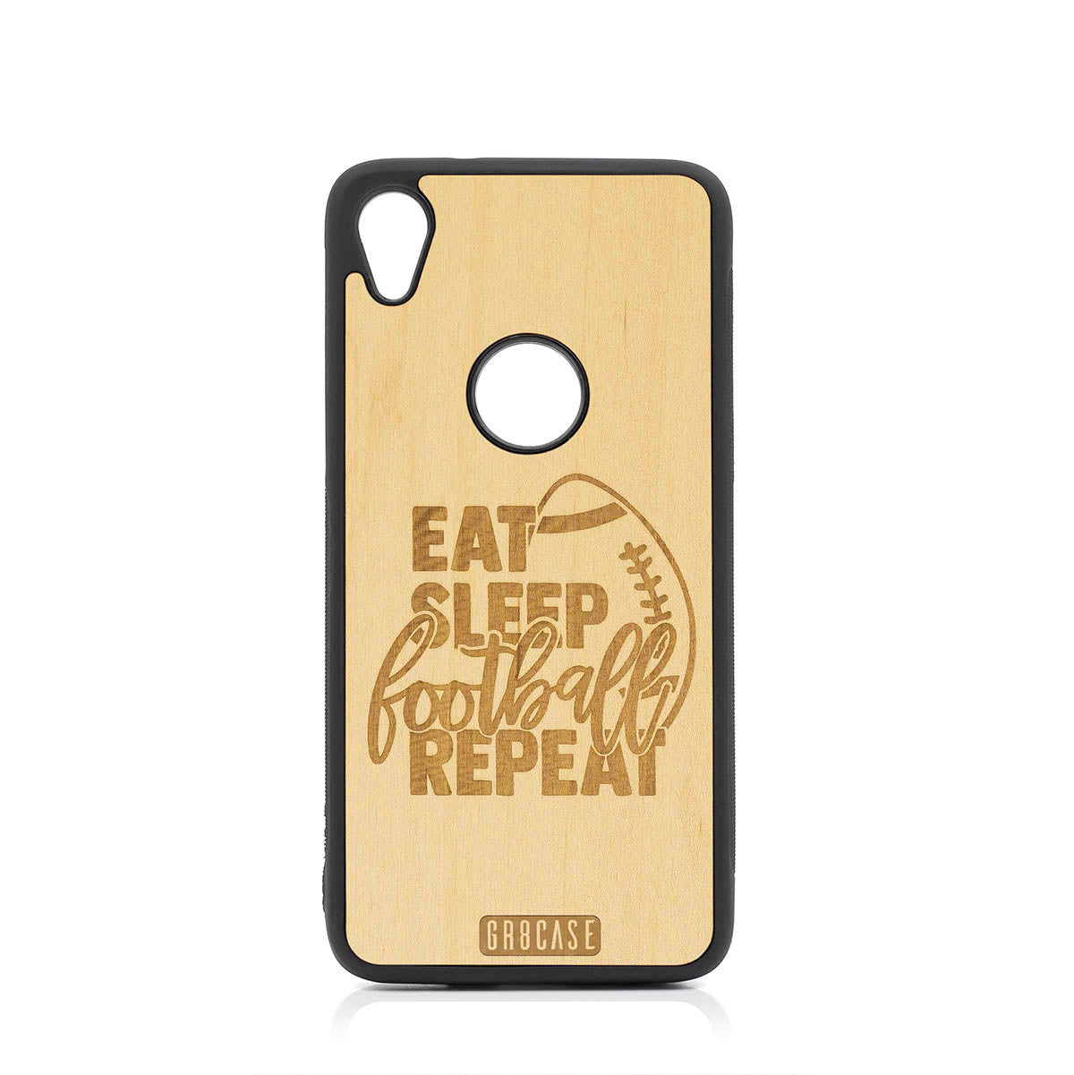 Eat Sleep Football Repeat Design Wood Case For Moto E6