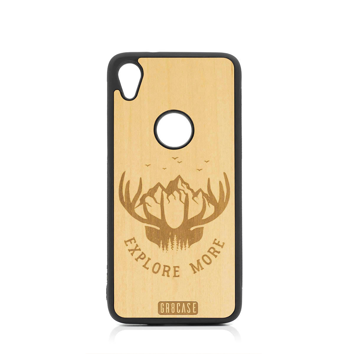 Explore More (Forest, Mountains &amp; Antlers) Design Wood Case For Moto E6 by GR8CASE