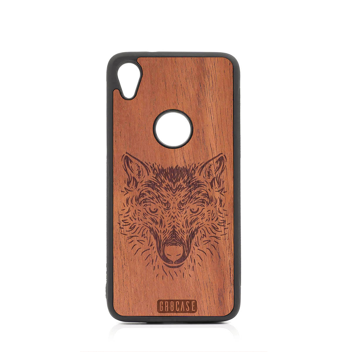 Furry Wolf Design Wood Case For Moto E6