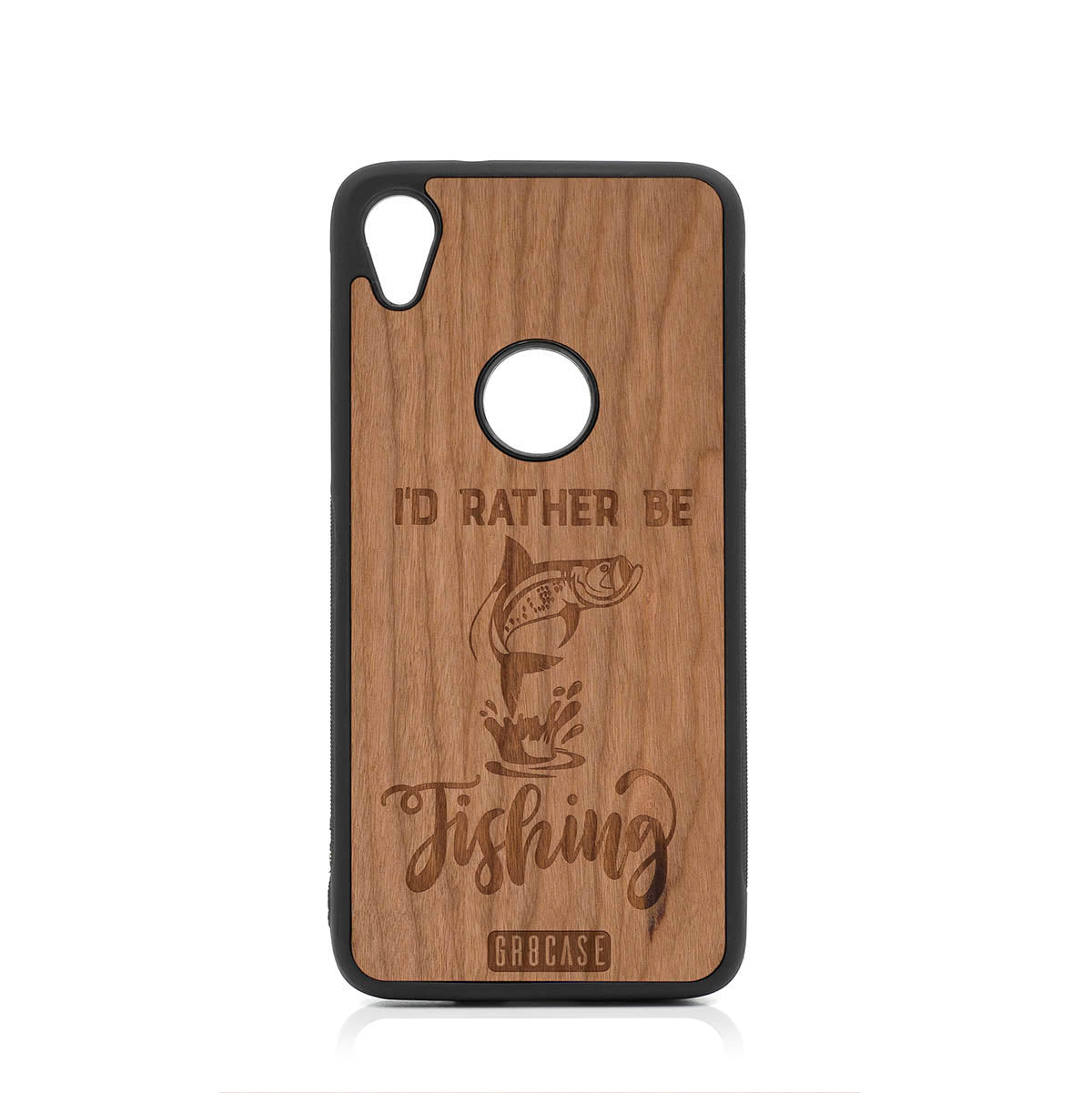 I'D Rather Be Fishing Design Wood Case For Moto E6