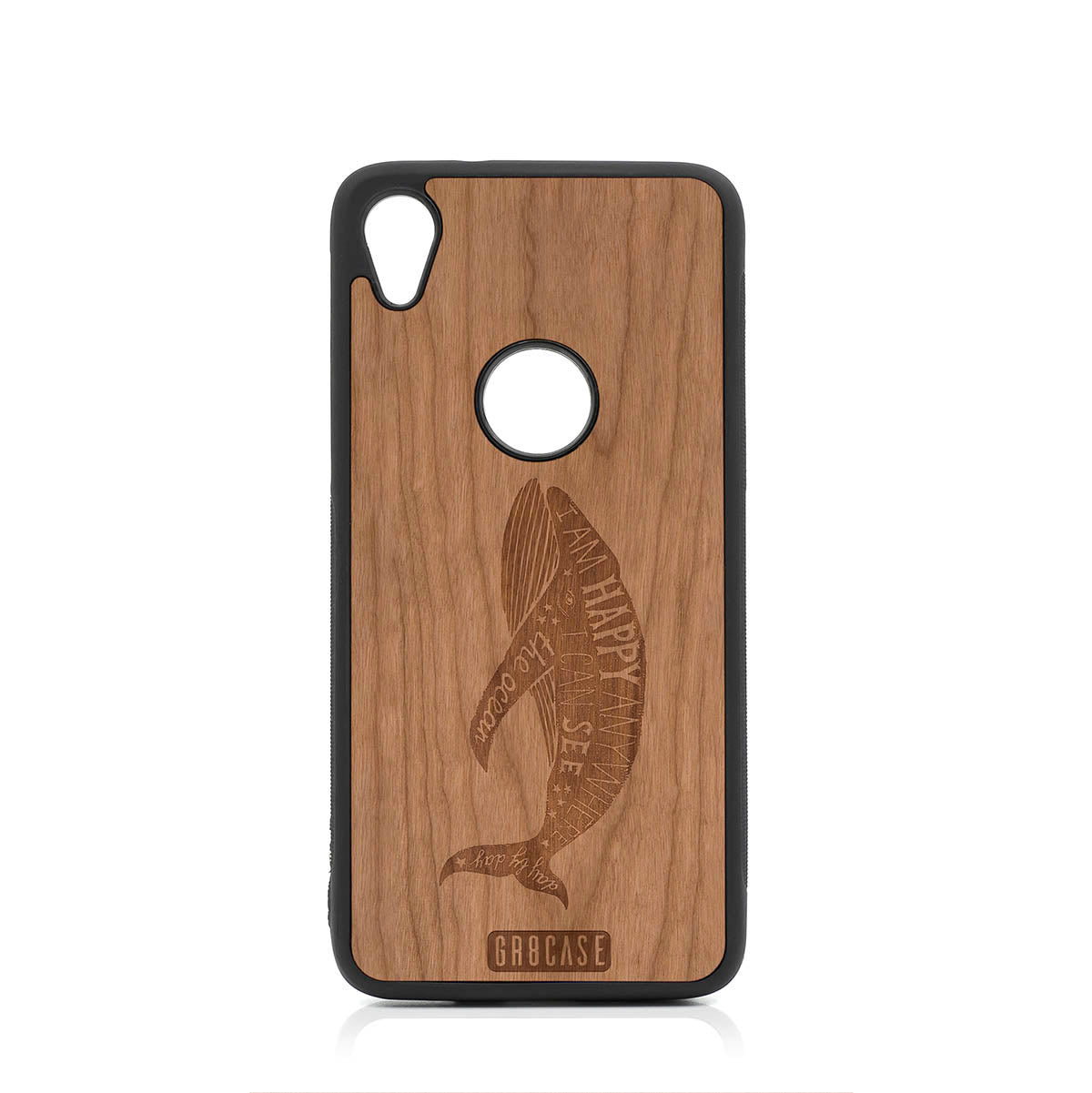 I'm Happy Anywhere I Can See The Ocean (Whale) Design Wood Case For Moto E6