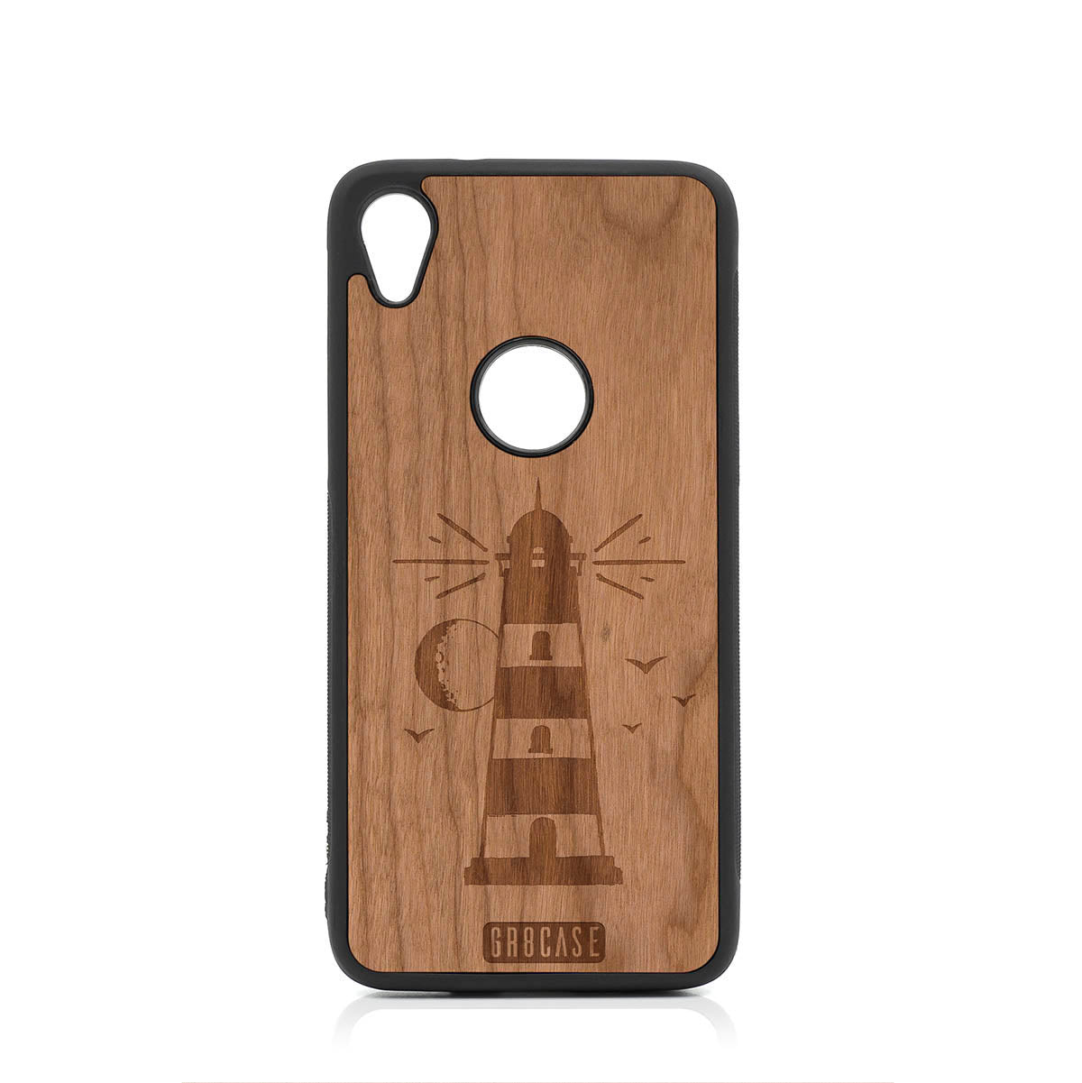 Midnight Lighthouse Design Wood Case For Moto E6