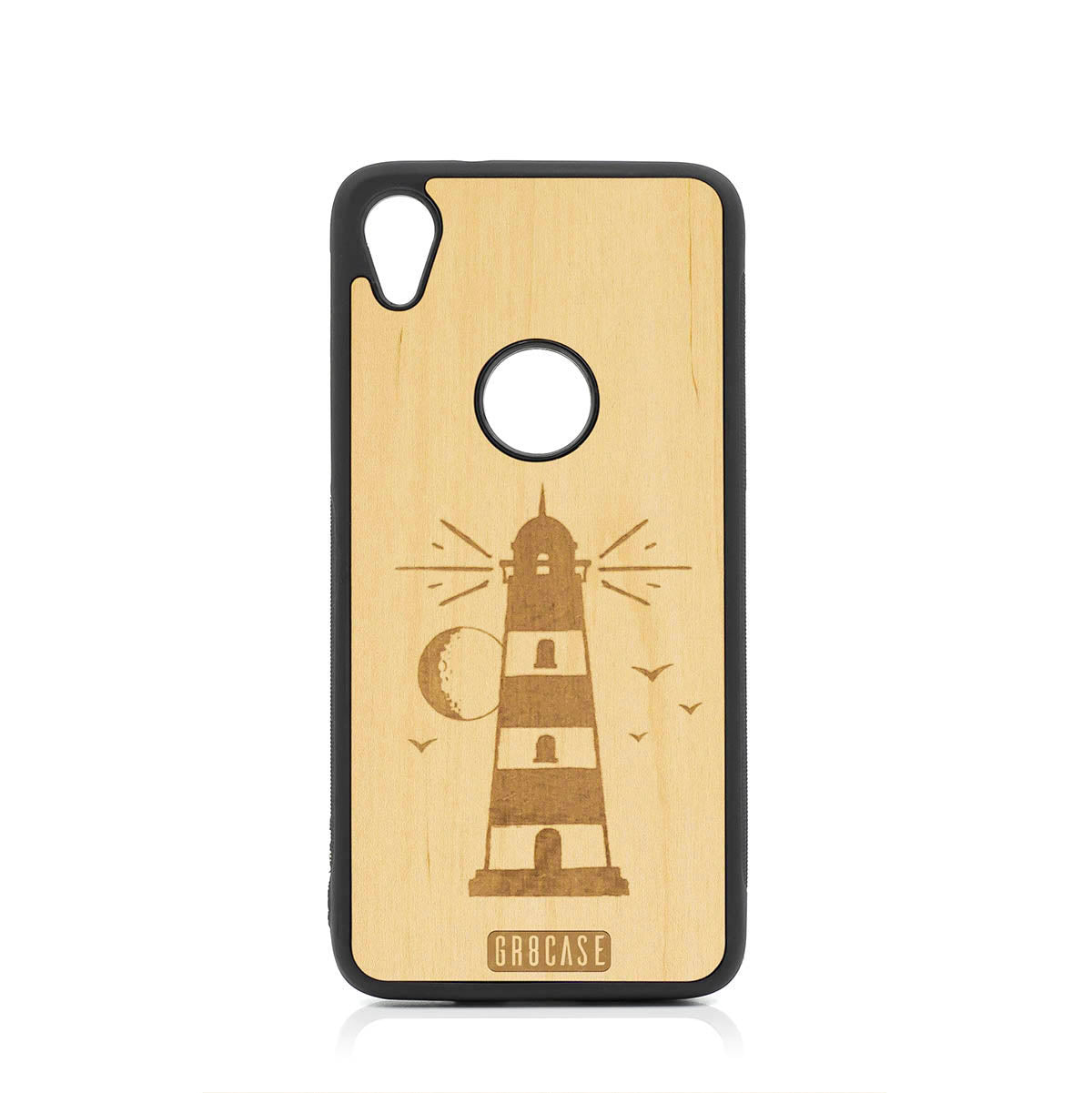 Midnight Lighthouse Design Wood Case For Moto E6