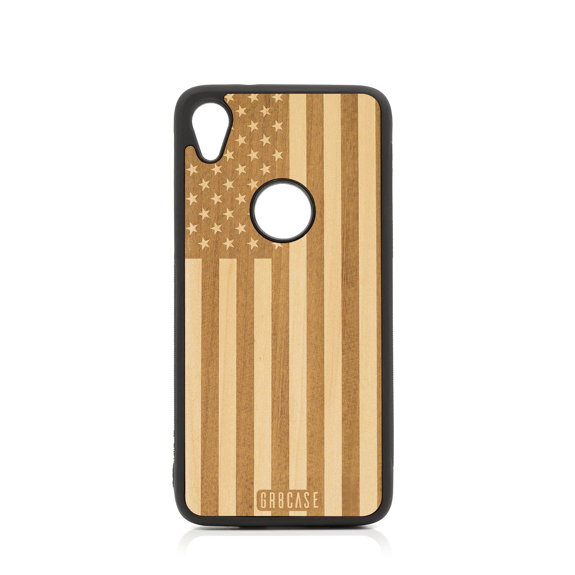 USA Flag Design Wood Case Moto E6