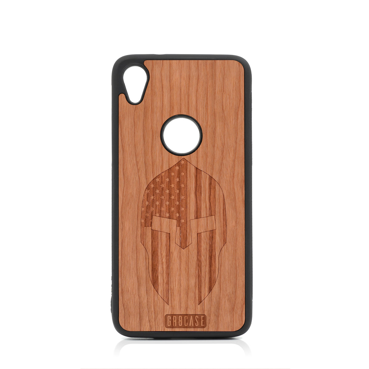 USA Spartan Helmet Design Wood Case For Moto E6