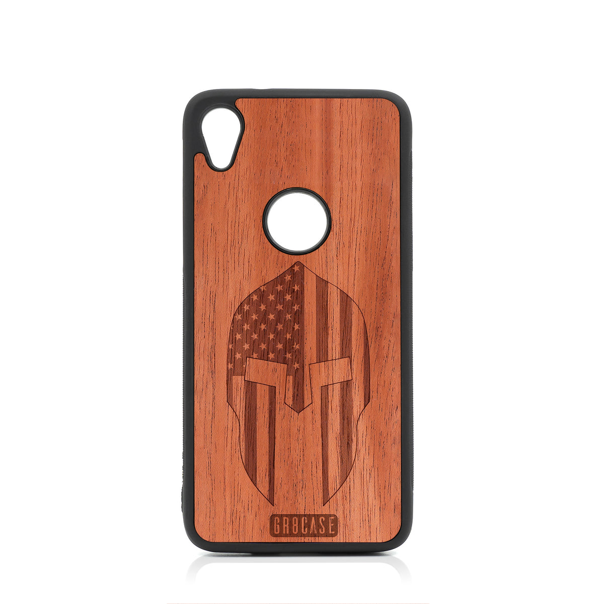 USA Spartan Helmet Design Wood Case For Moto E6
