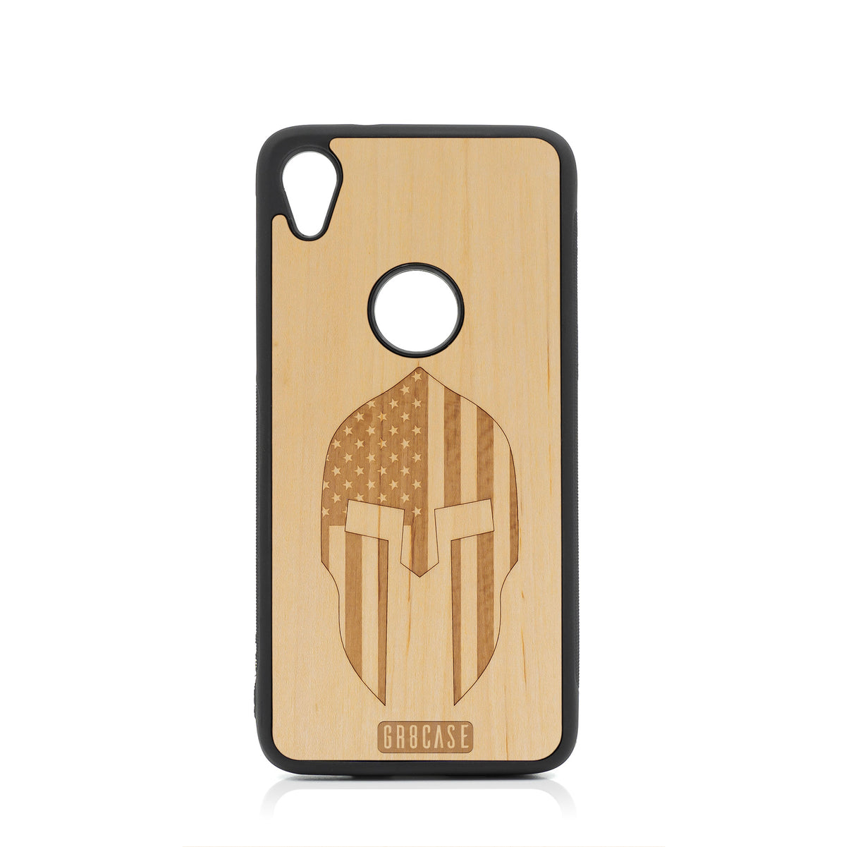 USA Spartan Helmet Design Wood Case For Moto E6