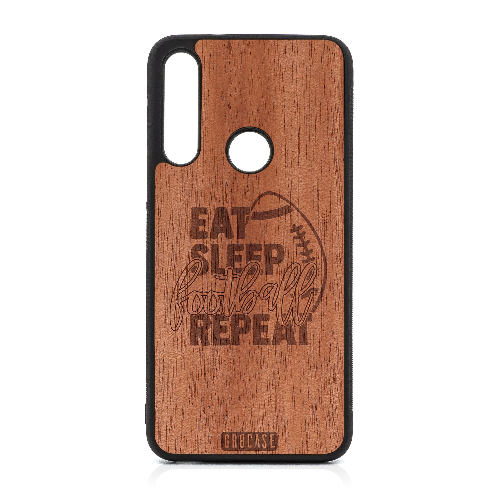 Eat Sleep Football Repeat Design Wood Case For Moto G Fast