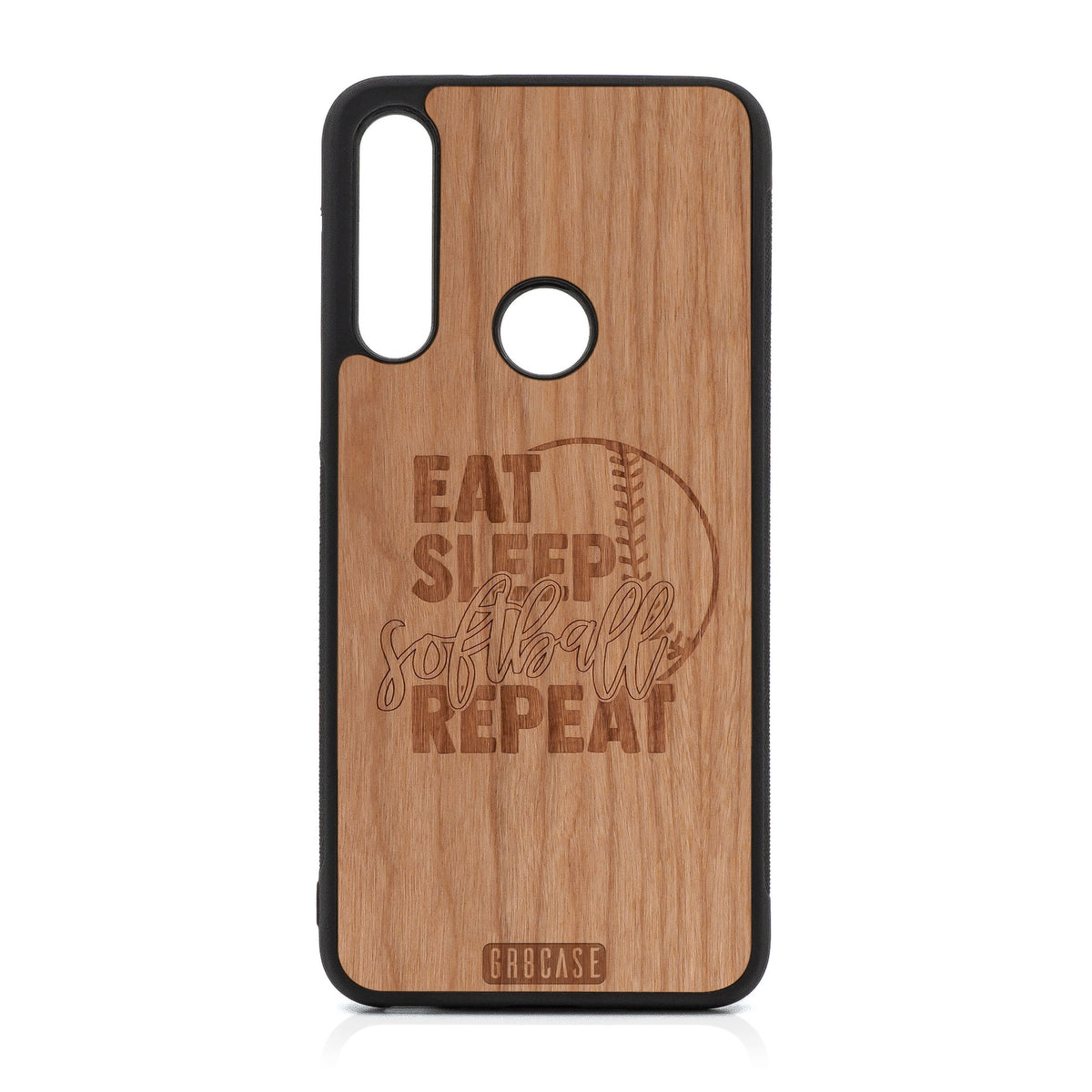 Eat Sleep Softball Repeat Design Wood Case For Moto G Fast