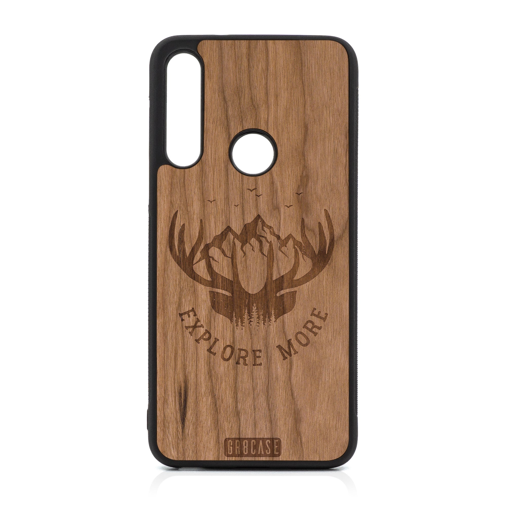 Explore More (Mountain & Antlers) Design Wood Case For Moto G Fast