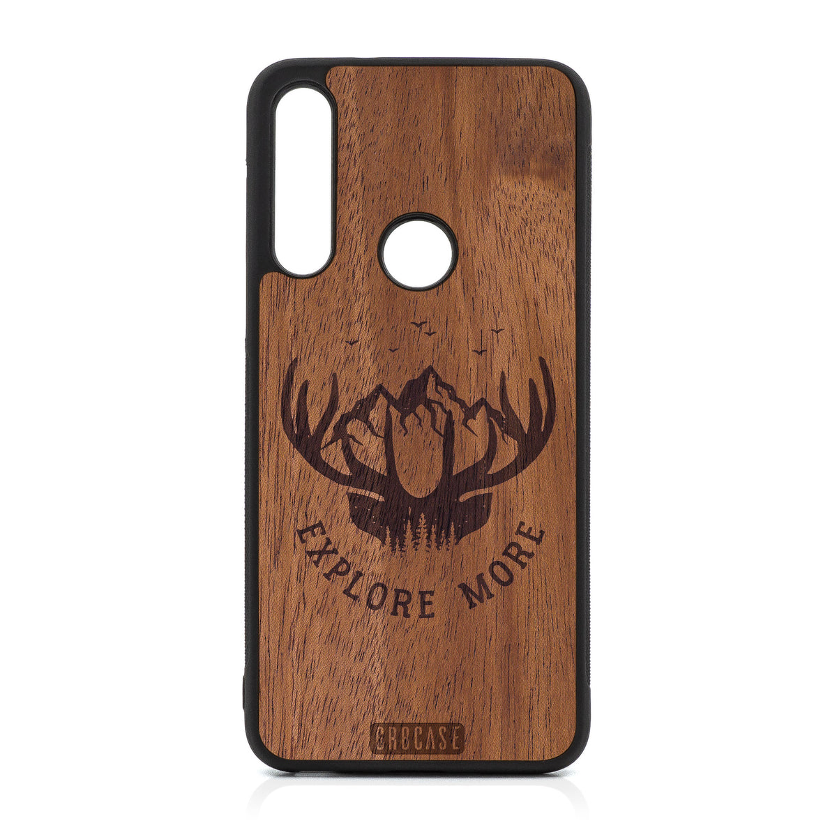 Explore More (Mountain &amp; Antlers) Design Wood Case For Moto G Fast