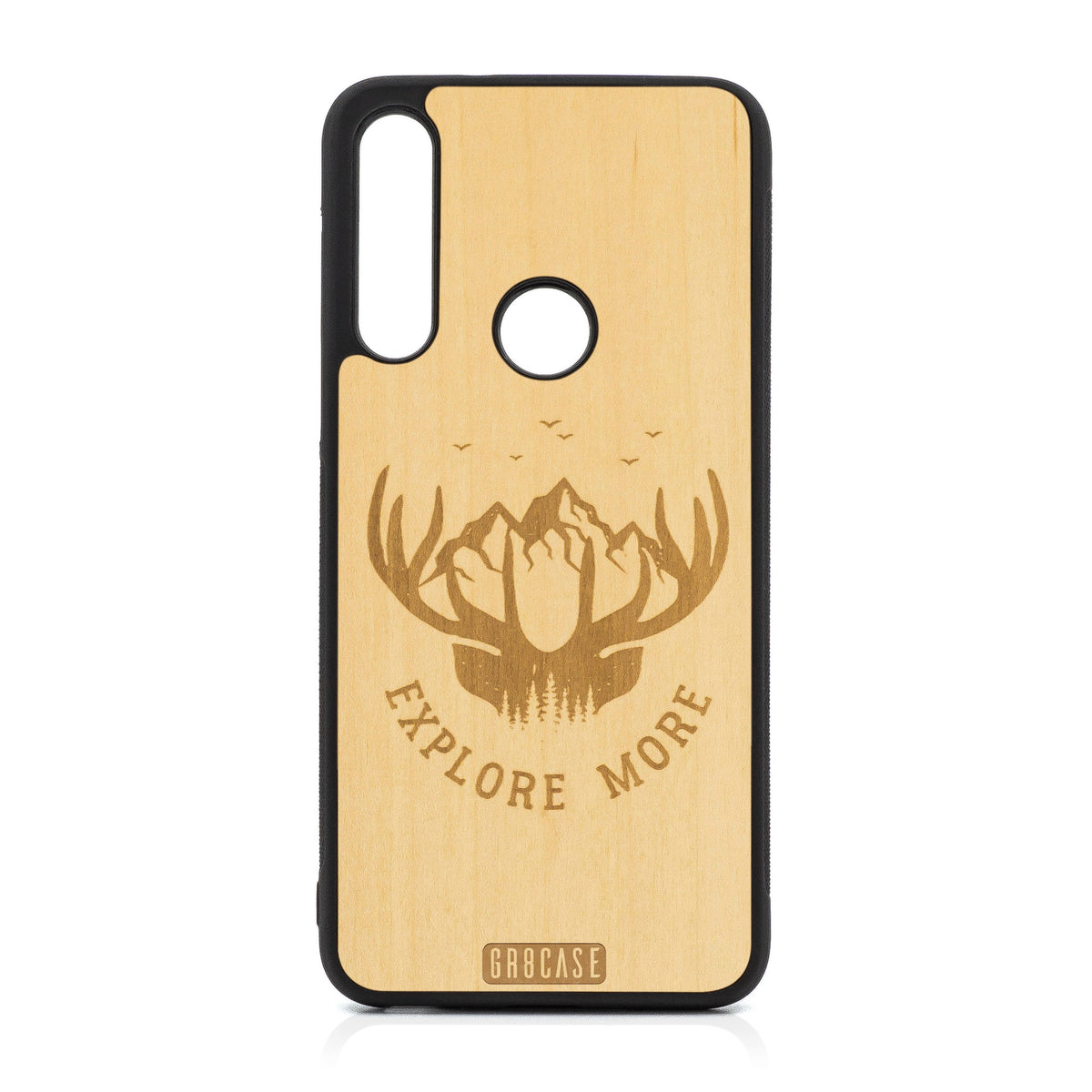Explore More (Mountain &amp; Antlers) Design Wood Case For Moto G Fast