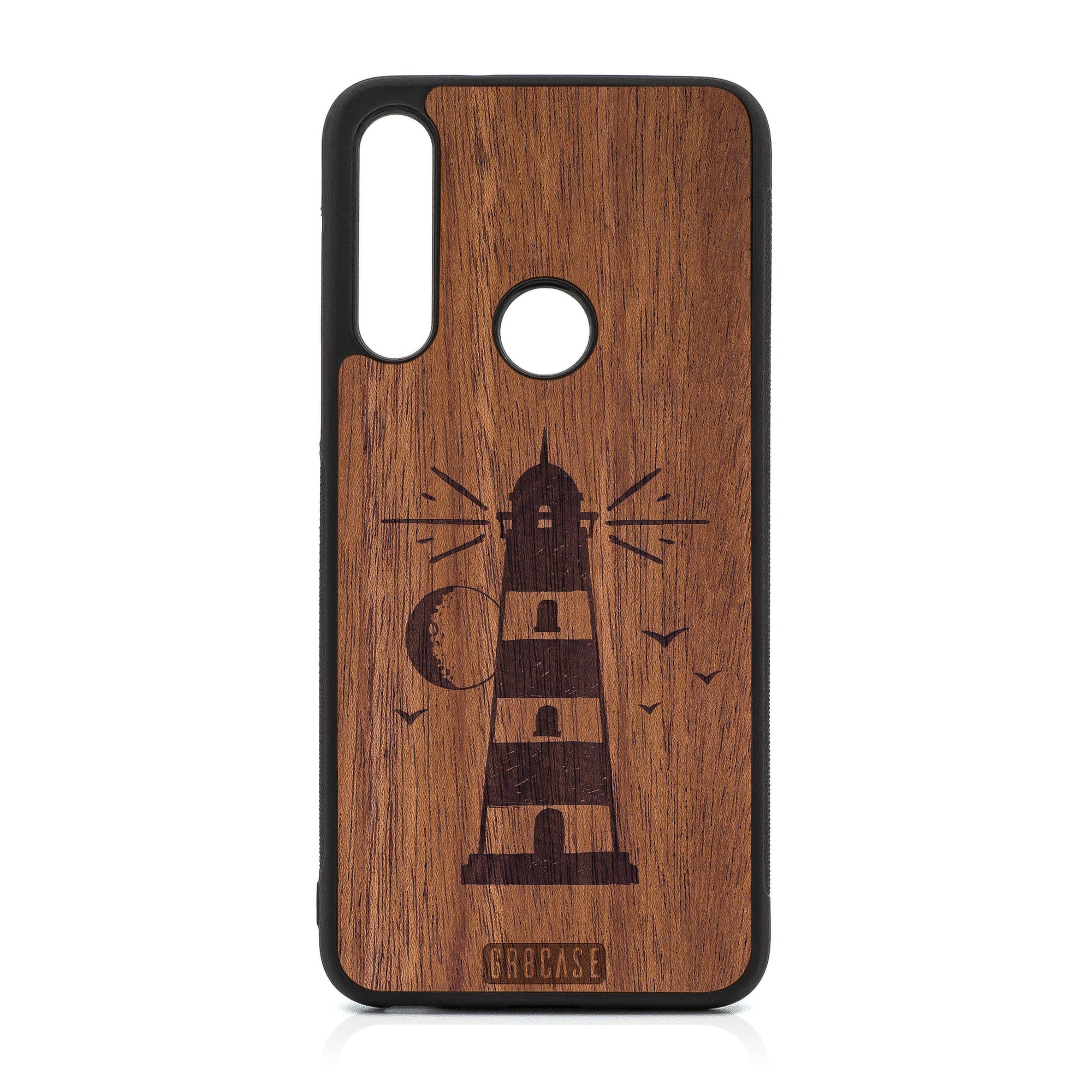 Midnight Lighthouse Design Wood Case For Moto G Fast