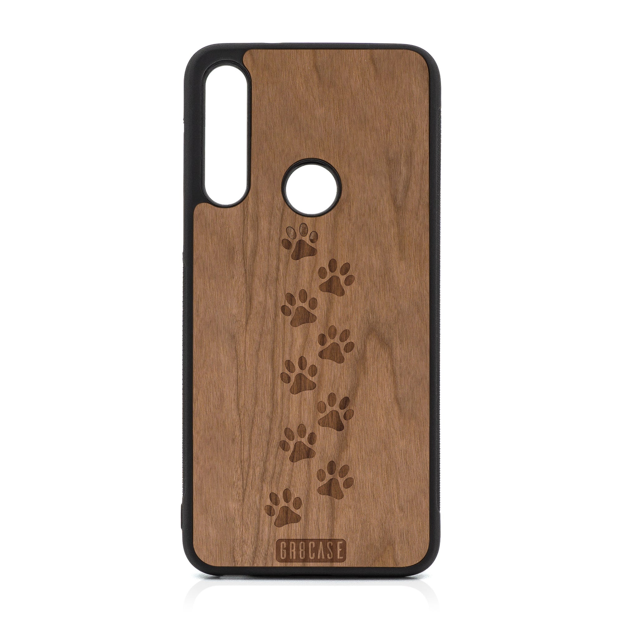 Paw Prints Design Wood Case For Moto G Fast