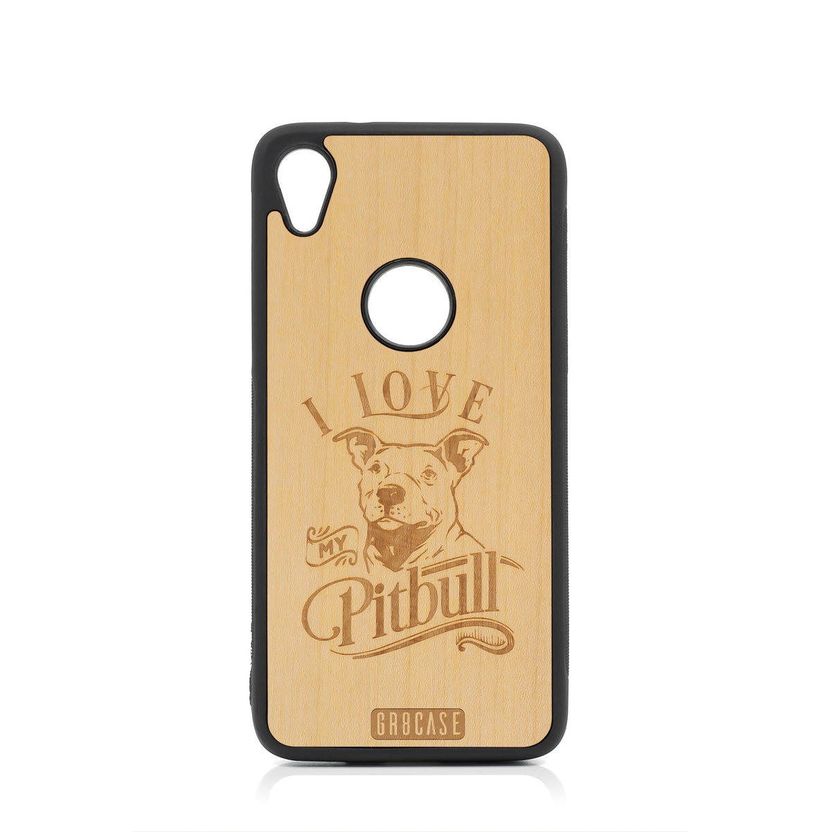 I Love My Pitbull Design Wood Case For Moto E6 by GR8CASE