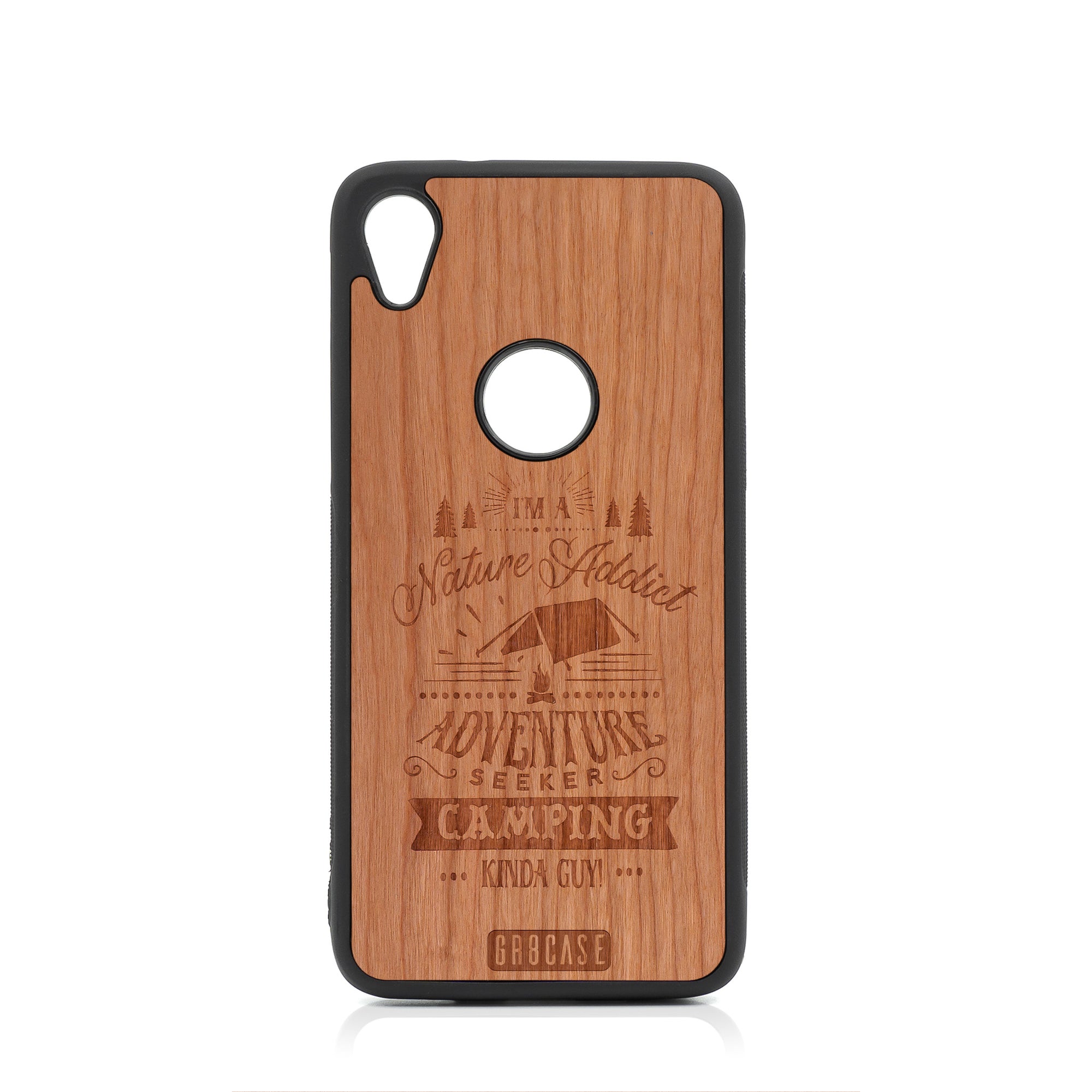 I'm A Nature Addict Adventure Seeker Camping Kinda Guy Design Wood Case For Moto E6 by GR8CASE