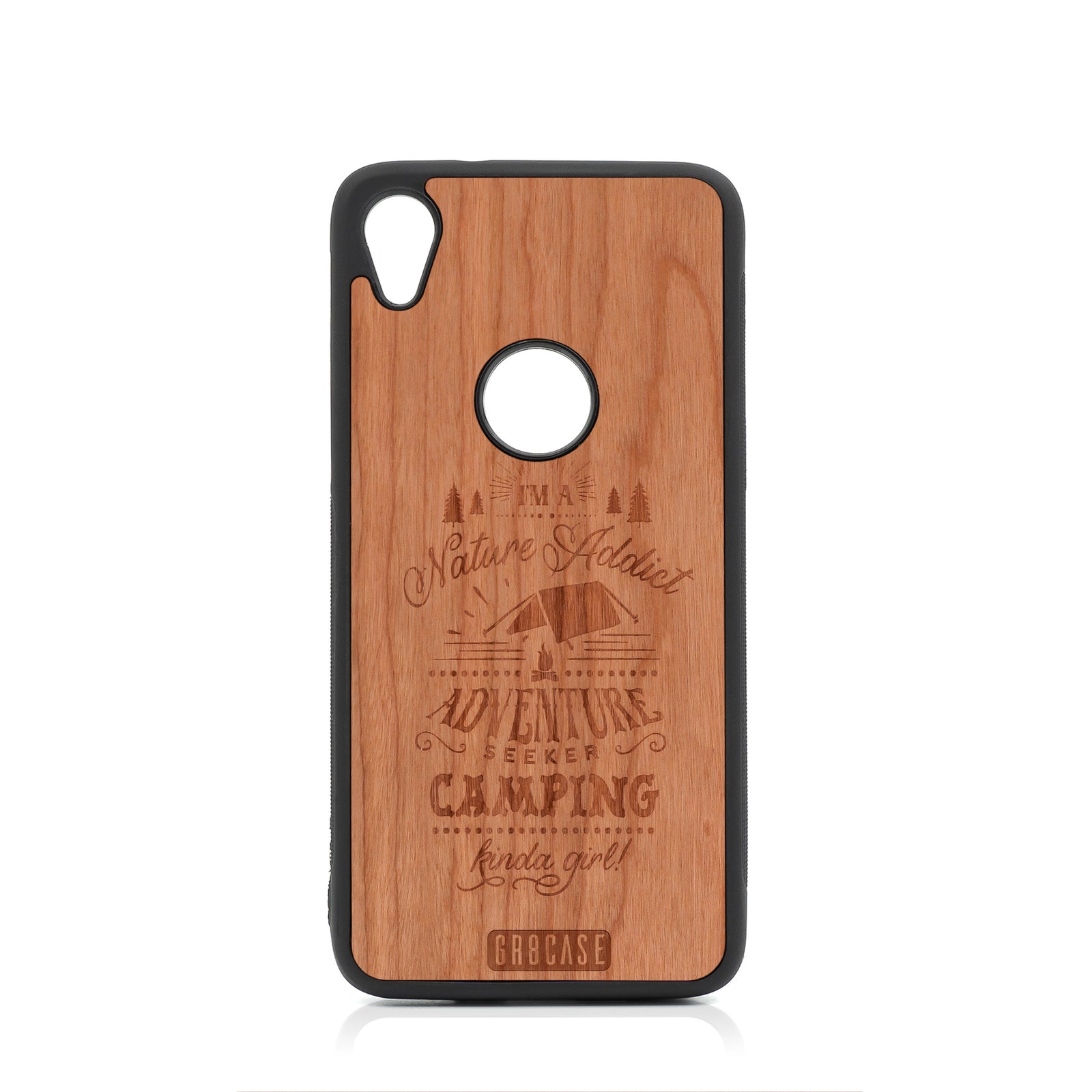 I'm A Nature Addict Adventure Seeker Camping Kinda Girl Design Wood Case For Moto E6 by GR8CASE