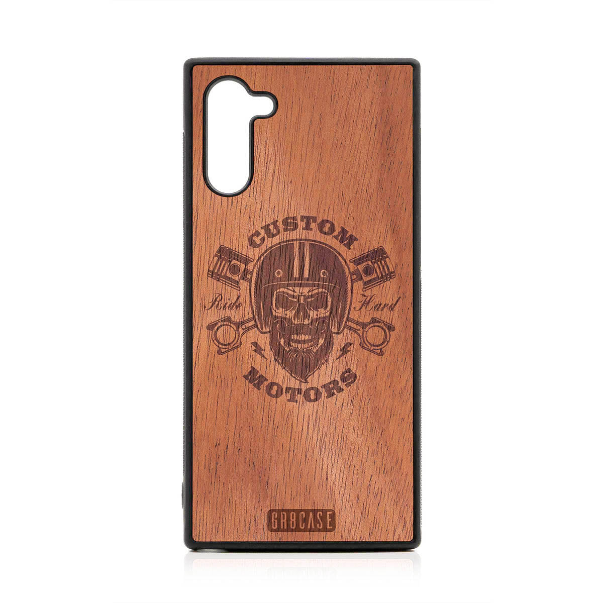 Custom Motors (Bearded Biker Skull) Design Wood Case For Samsung Galaxy Note 10 by GR8CASE