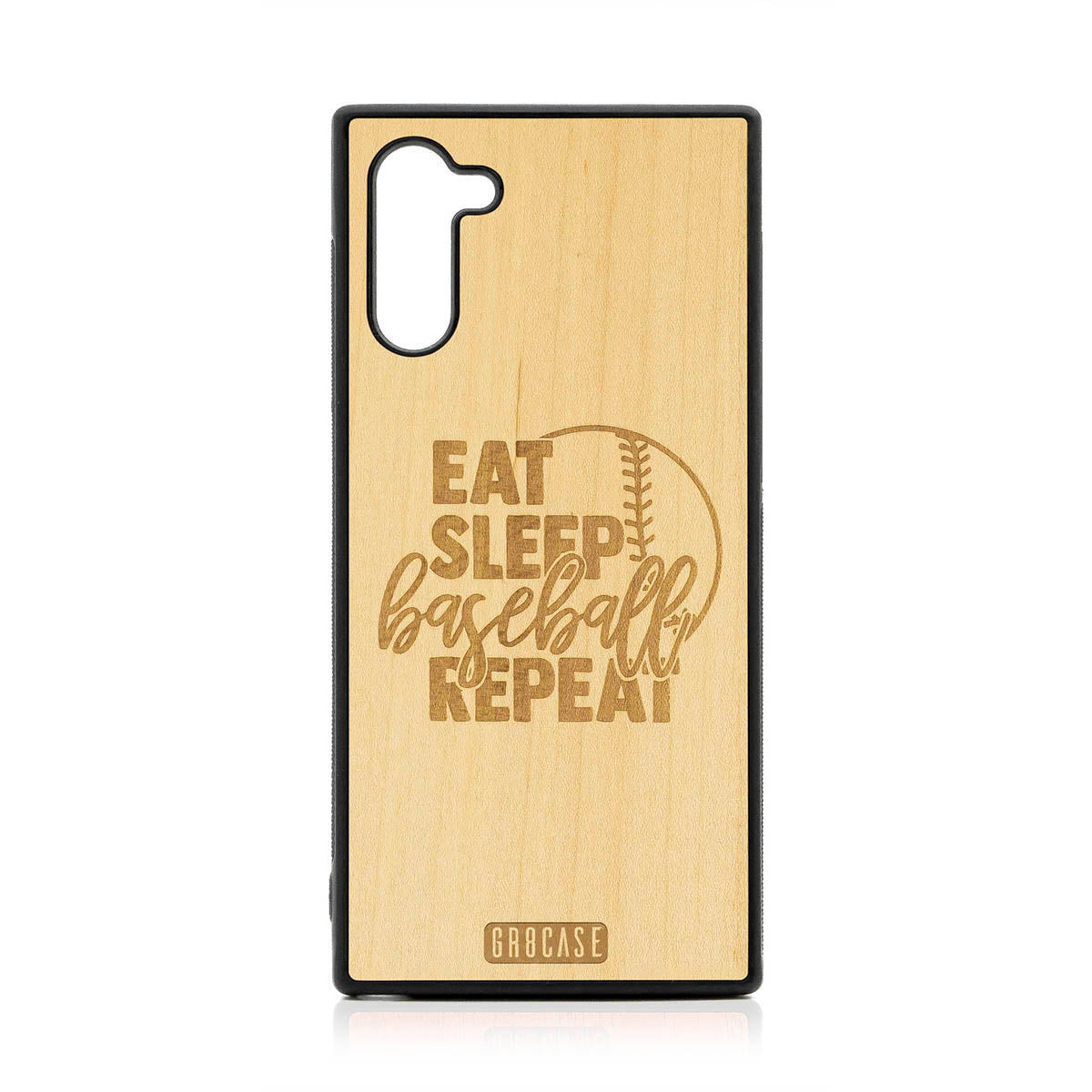 Eat Sleep Baseball Repeat Design Wood Case For Samsung Galaxy Note 10