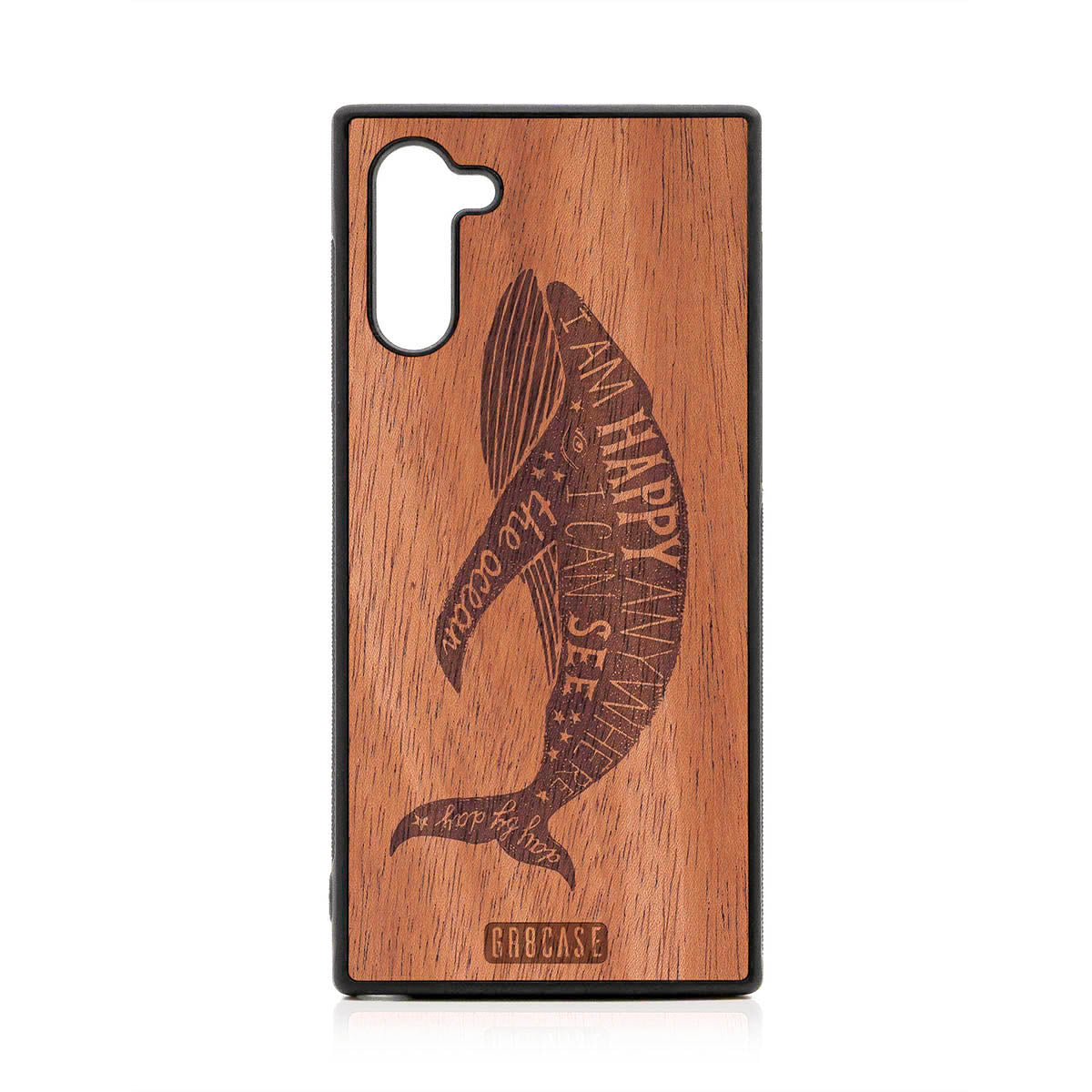 I'm Happy Anywhere I Can See The Ocean (Whale) Design Wood Case For Samsung Galaxy Note 10
