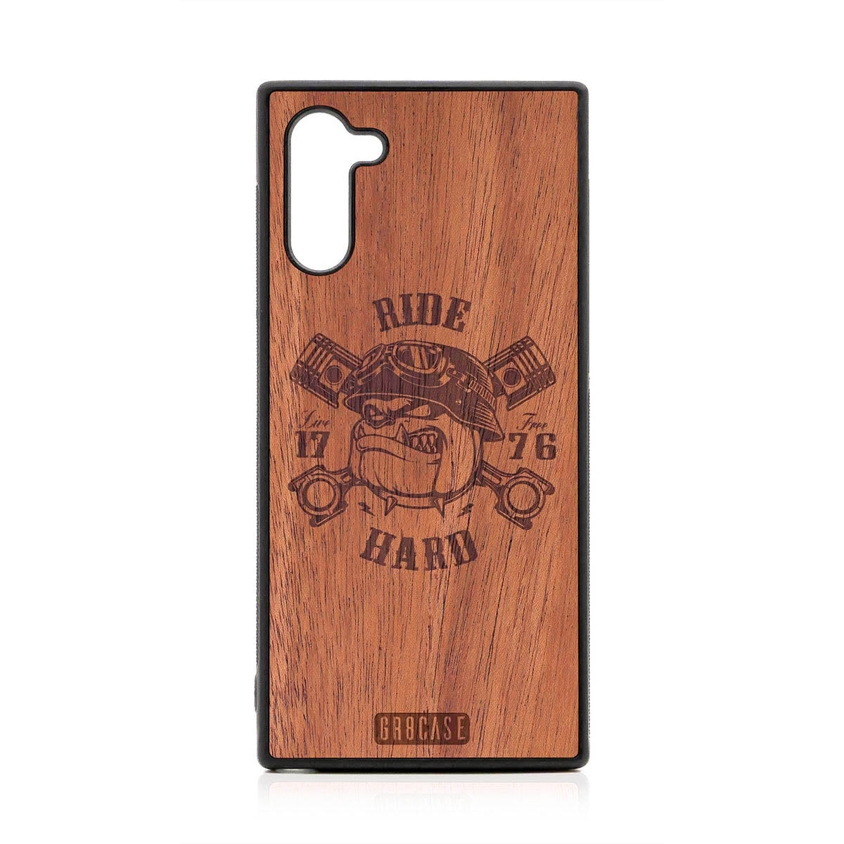 Ride Hard Live Free (Biker Dog) Design Wood Case For Samsung Galaxy Note 10 by GR8CASE