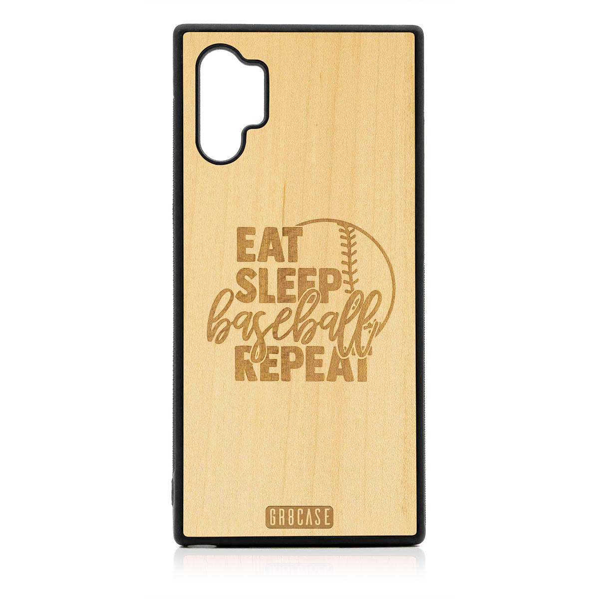 Eat Sleep Baseball Repeat Design Wood Case For Samsung Galaxy Note 10 Plus