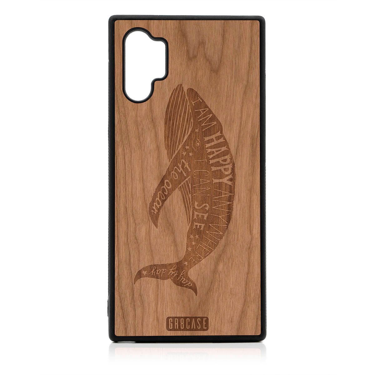 I'm Happy Anywhere I Can See The Ocean (Whale) Design Wood Case For Samsung Galaxy Note 10 Plus