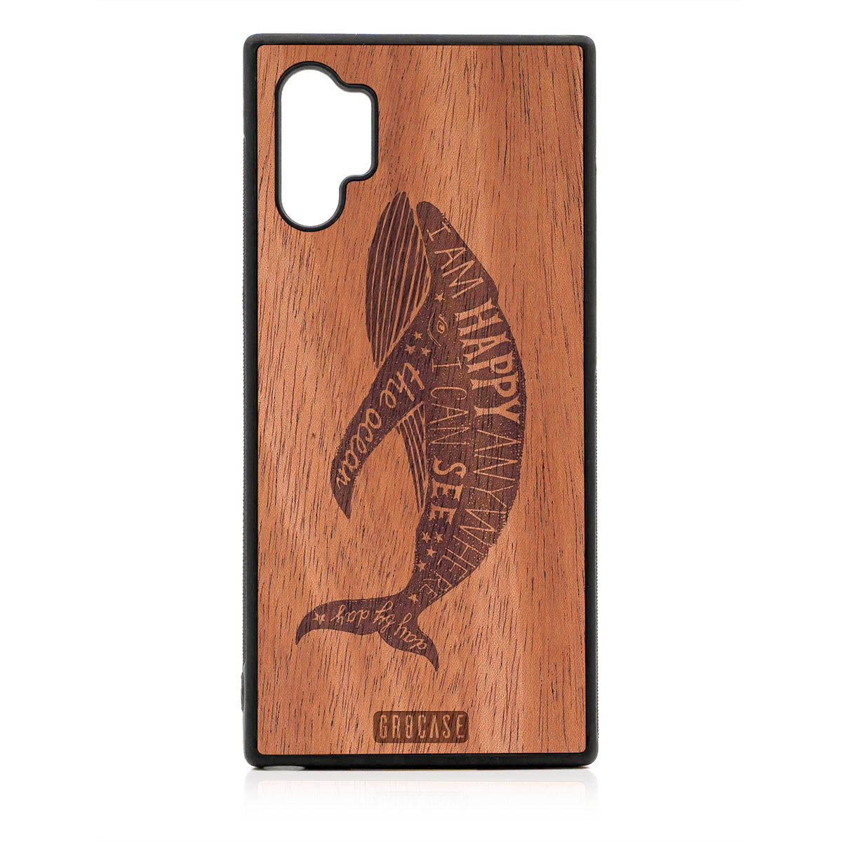 I'm Happy Anywhere I Can See The Ocean (Whale) Design Wood Case For Samsung Galaxy Note 10 Plus
