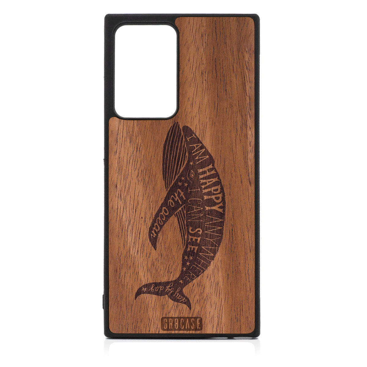 I&#39;m Happy Anywhere I Can See The Ocean (Whale) Design Wood Case For Samsung Galaxy Note 20 Ultra