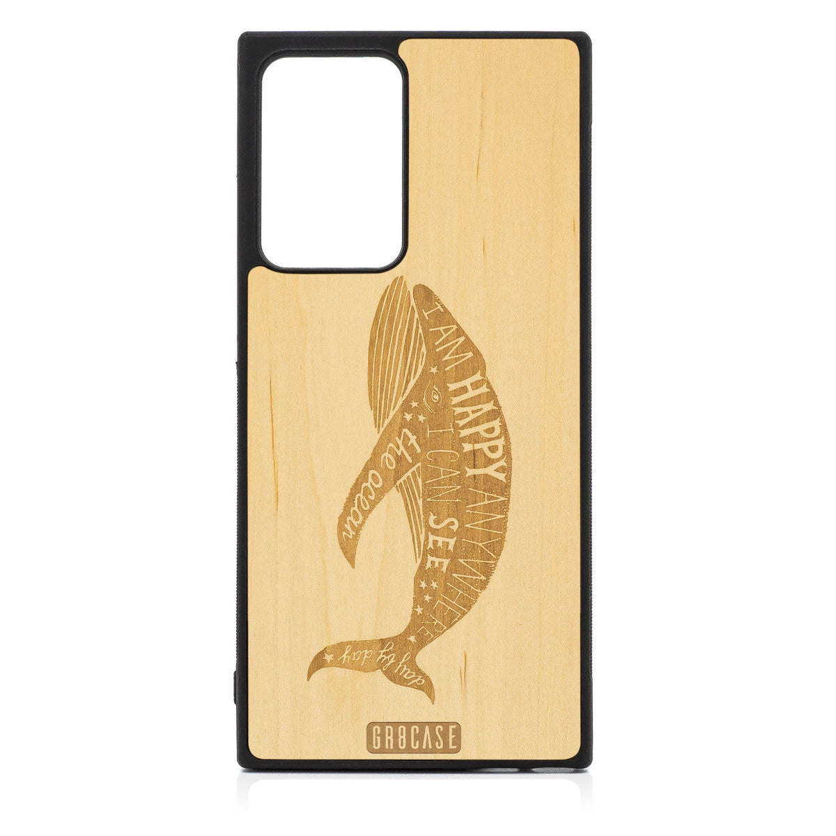 I&#39;m Happy Anywhere I Can See The Ocean (Whale) Design Wood Case For Samsung Galaxy Note 20 Ultra