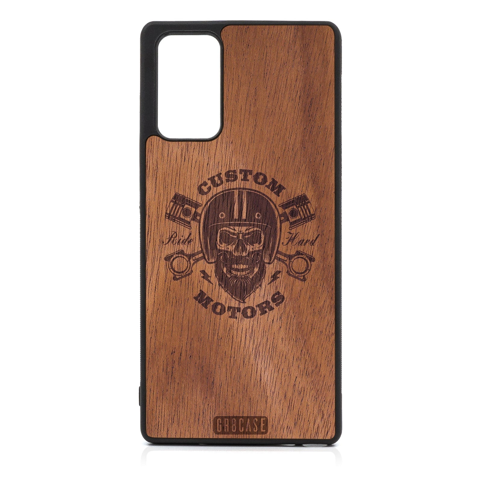 Custom Motors (Bearded Biker Skull) Design Wood Case For Samsung Galaxy A71 5G