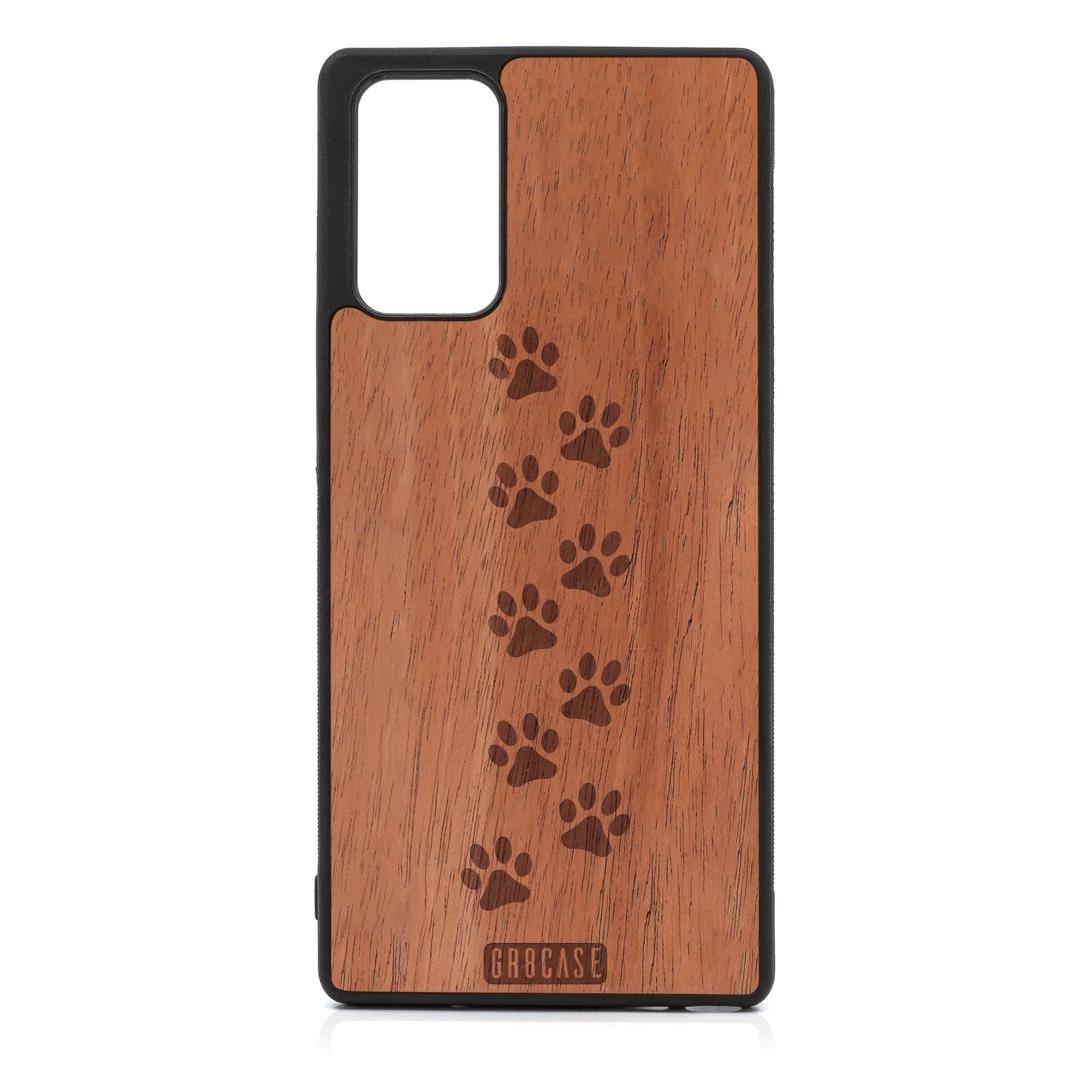 Paw Prints Design Wood Case For Samsung Galaxy A71 5G