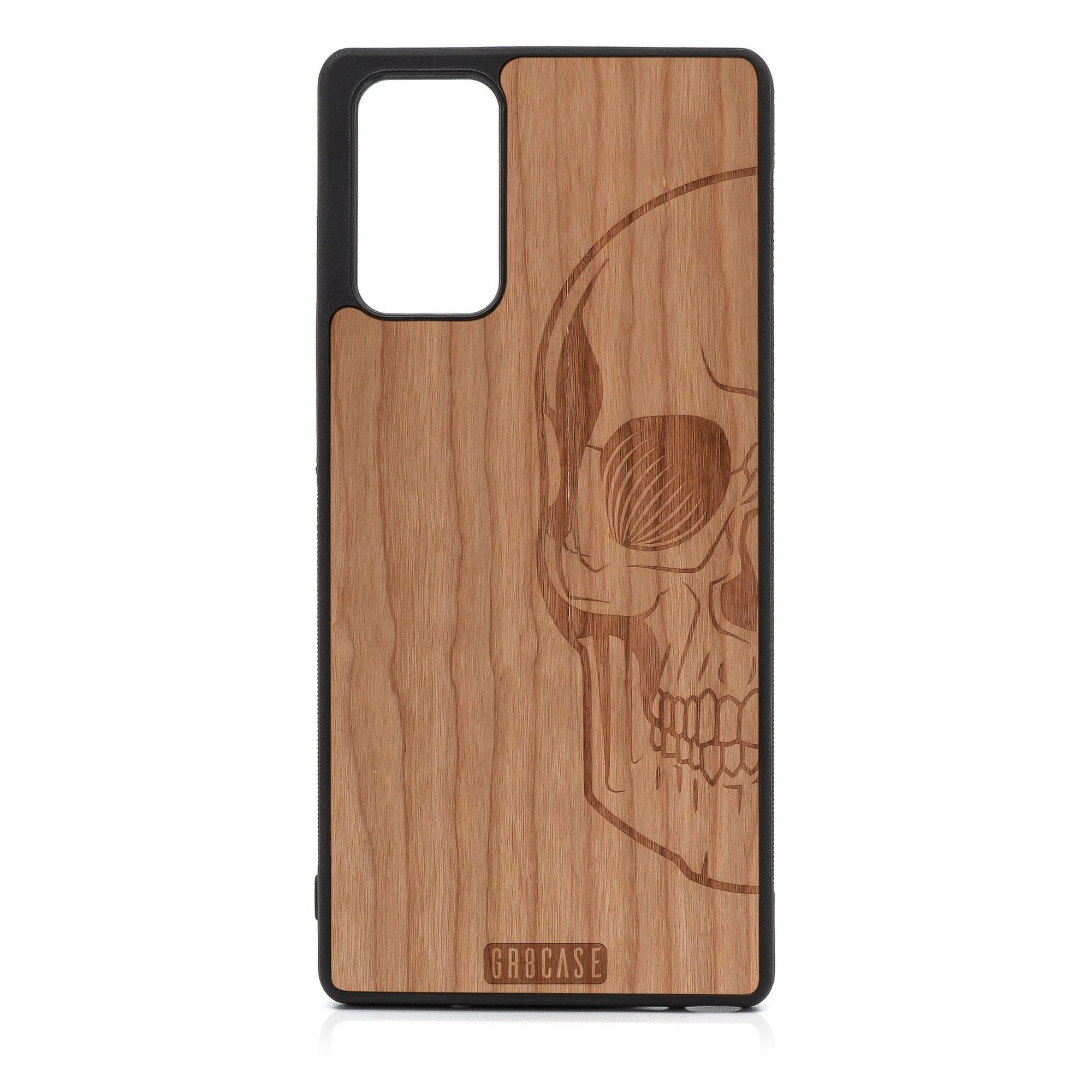 Half Skull Design Wood Case For Samsung Galaxy A71 5G