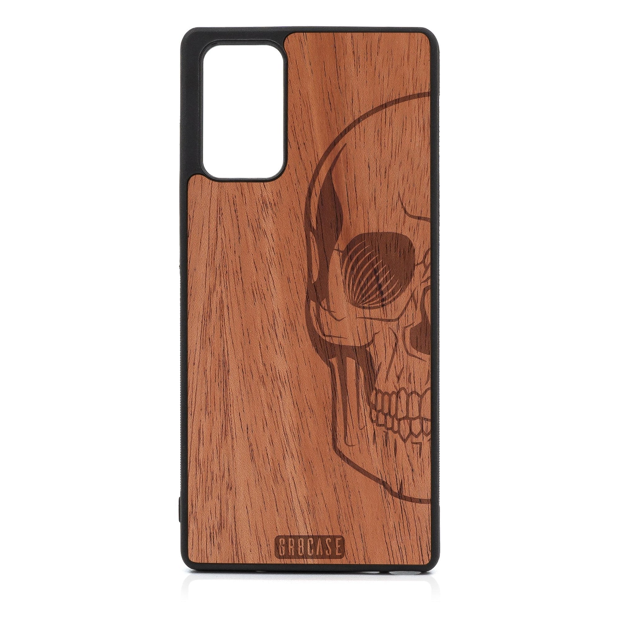 Half Skull Design Wood Case For Samsung Galaxy A72 5G
