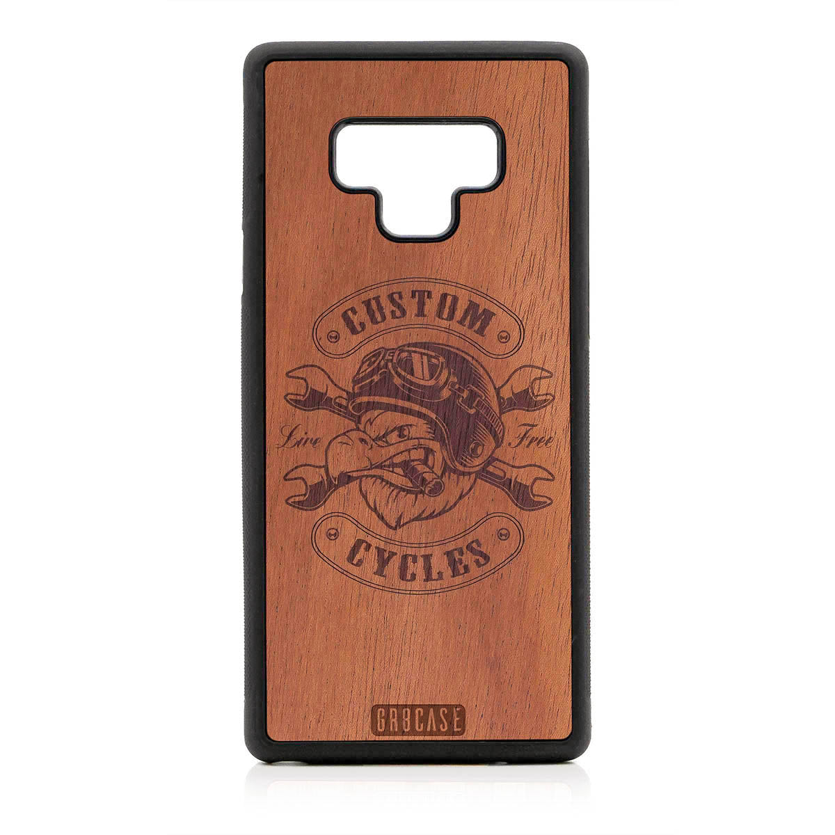 Custom Cycles Live Free (Biker Eagle) Design Wood Case For Samsung Galaxy Note 9 by GR8CASE