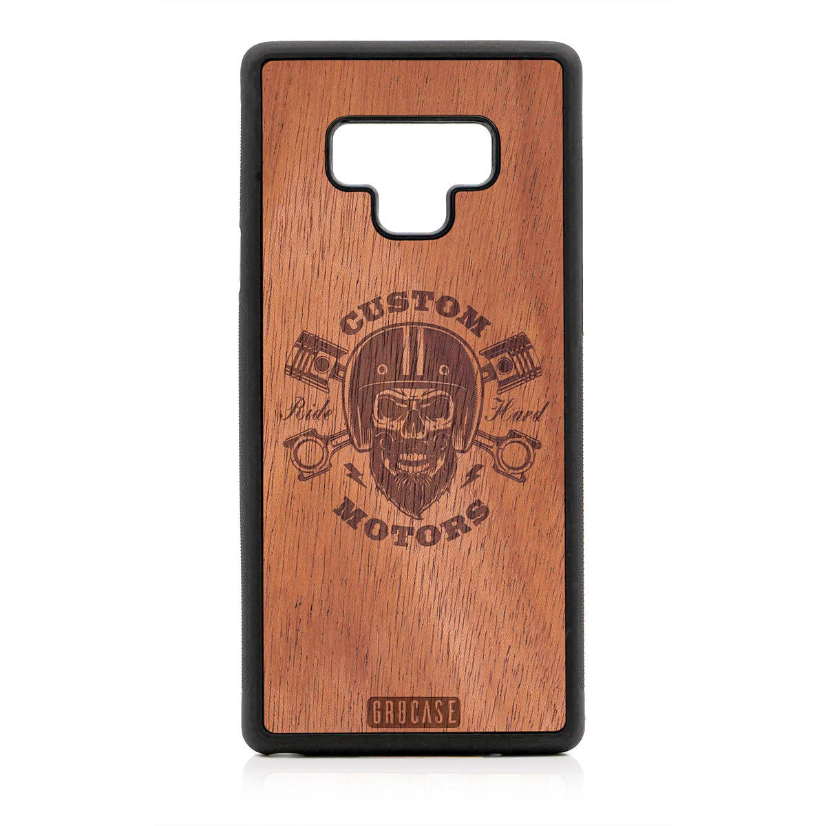 Custom Motors (Bearded Biker Skull) Design Wood Case For Samsung Galaxy Note 9 by GR8CASE