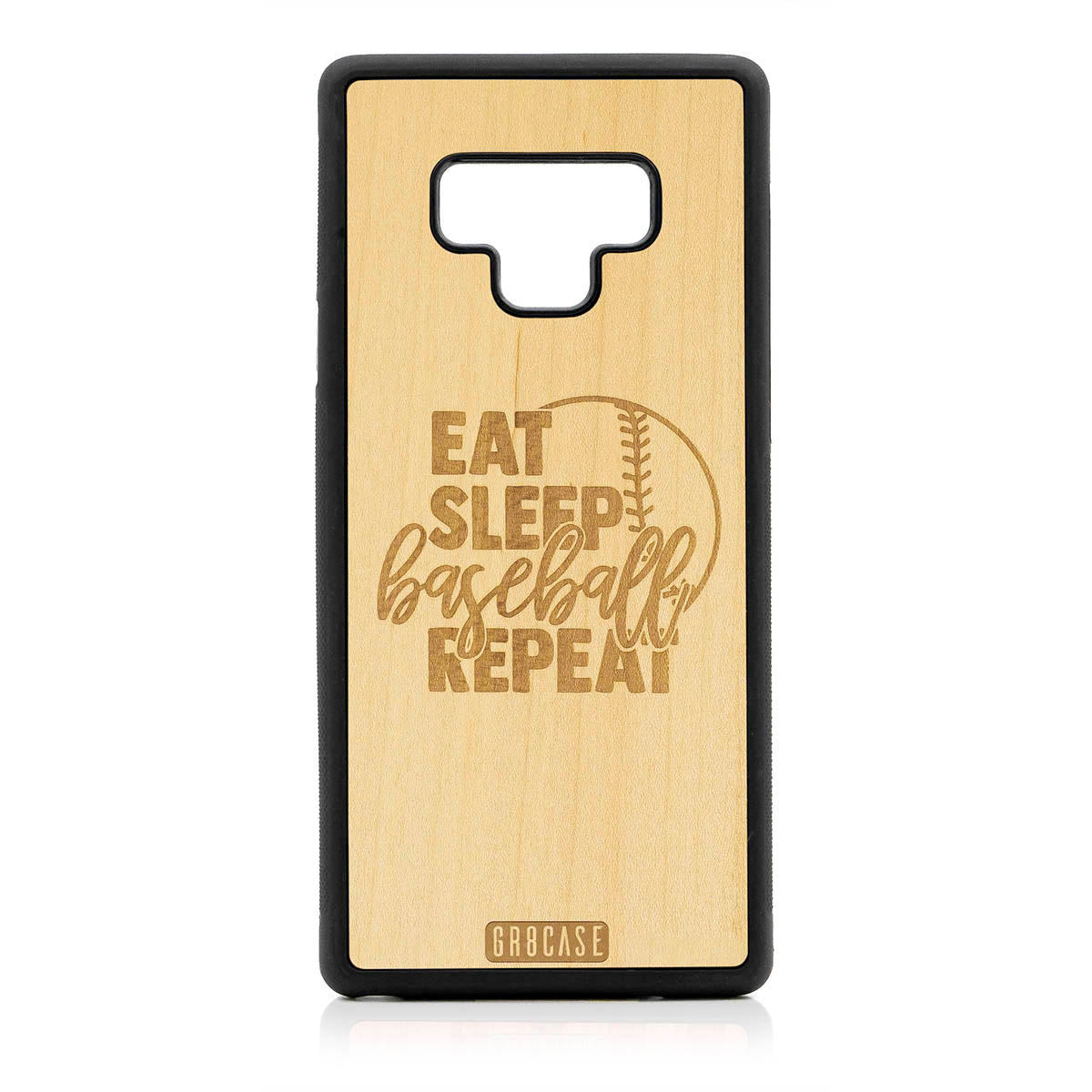 Eat Sleep Baseball Repeat Design Wood Case For Samsung Galaxy Note 9